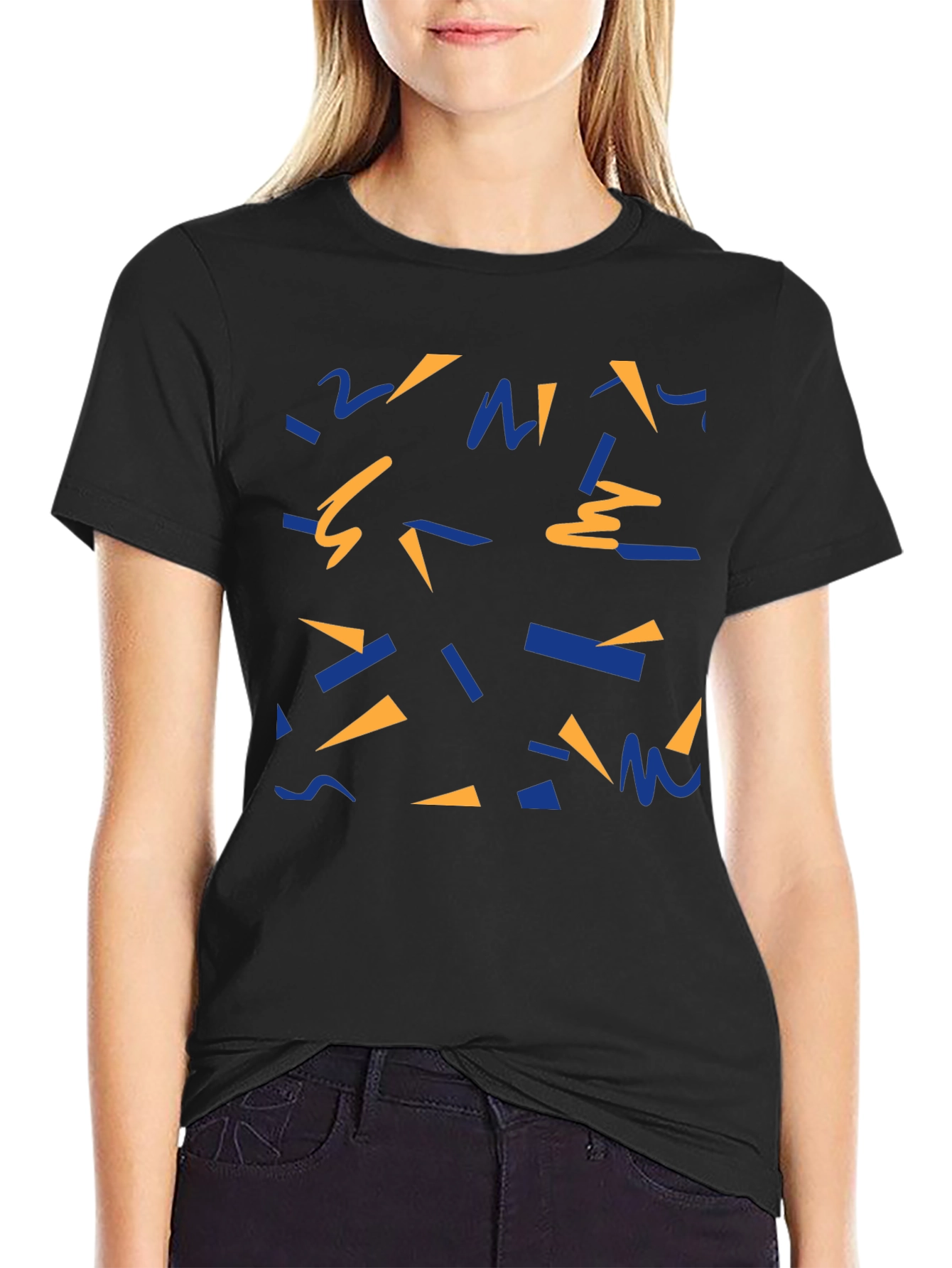 Retro Pattern Black T-Shirt