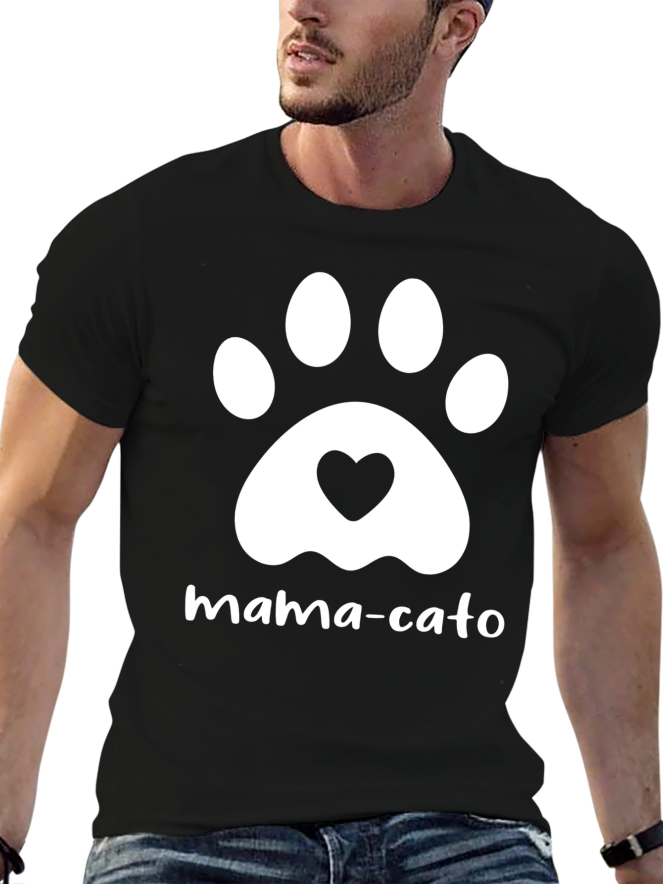 Mama-Cato T-Shirt - Cat Paw Heart Graphic Tee