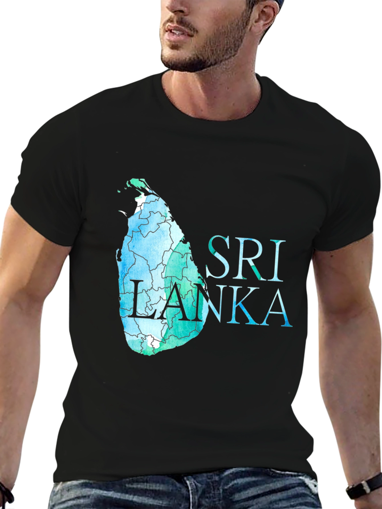 Sri Lanka Map T-Shirt - Black Cotton Tee