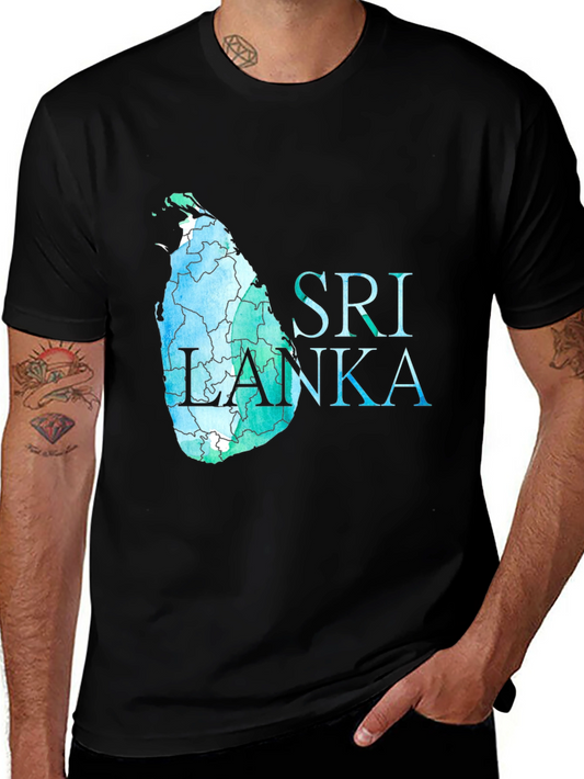 Sri Lanka Map T-Shirt - Black Cotton Tee