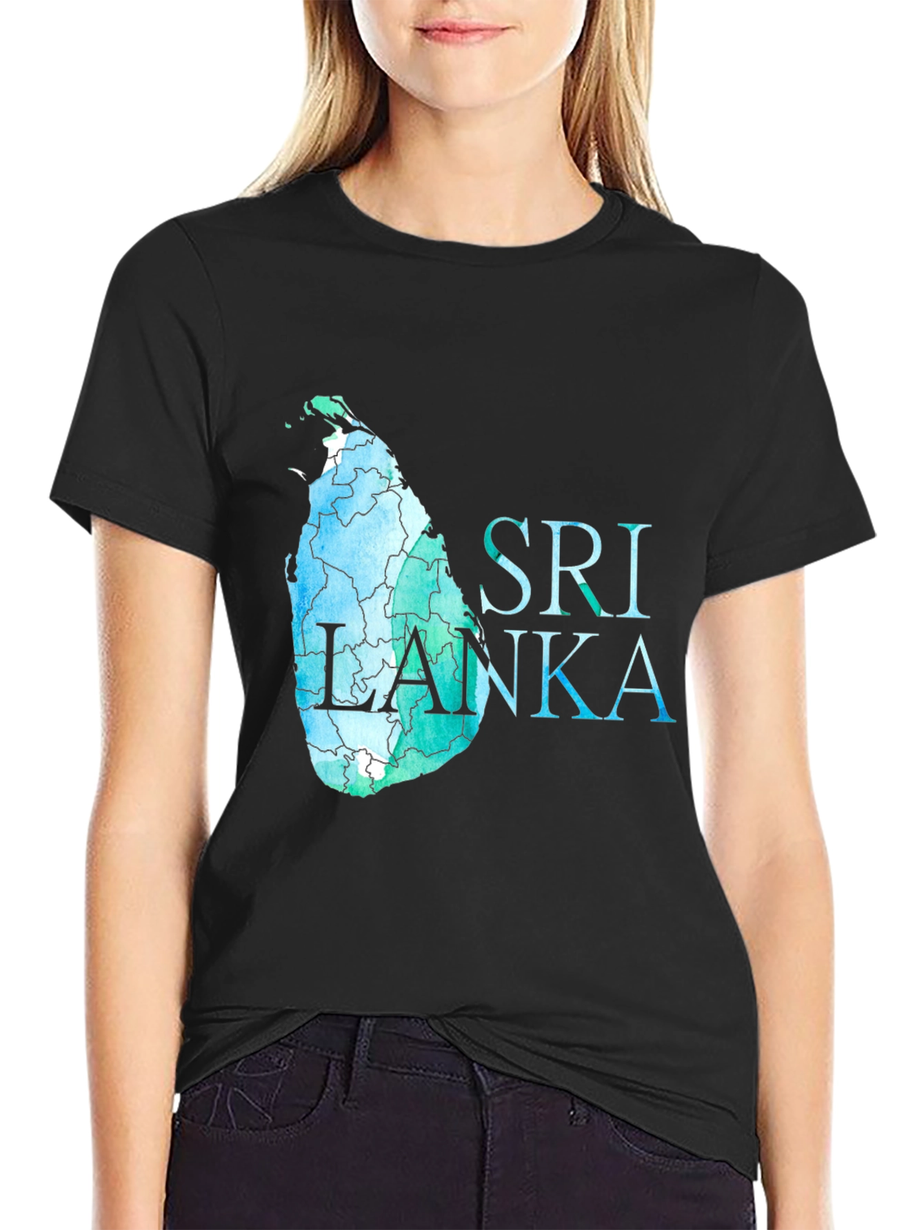 Sri Lanka Map T-Shirt - Black Cotton Tee