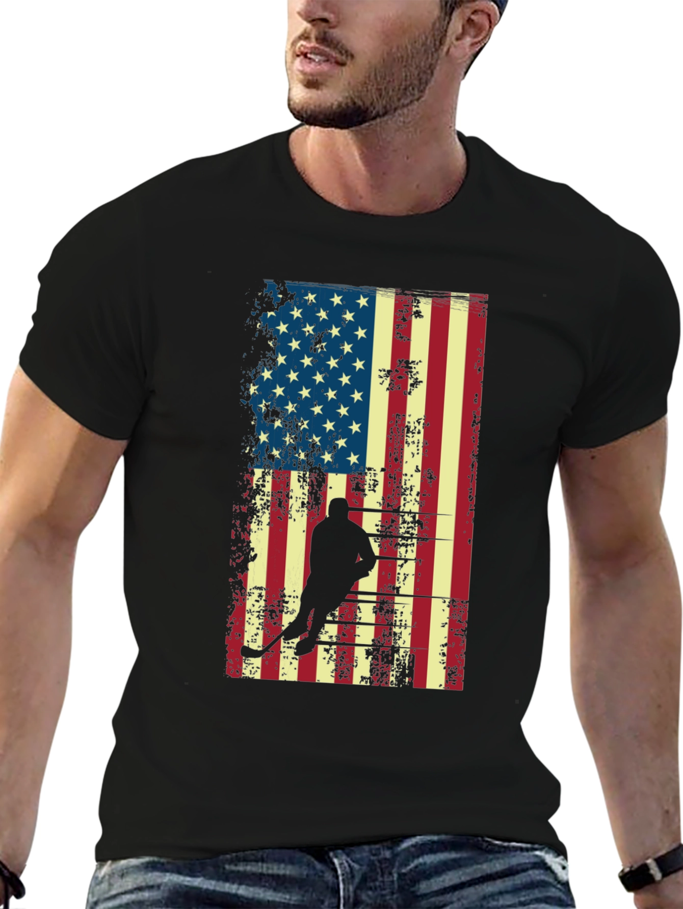 Hockey USA Flag Graphic T-Shirt