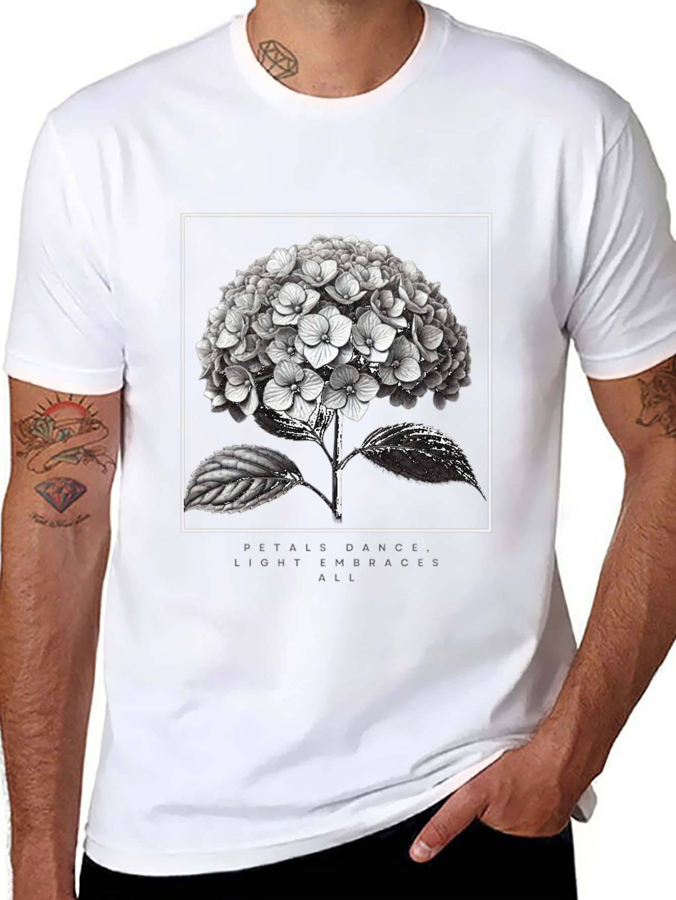 Floral Graphic Tee - Petals Dance Design
