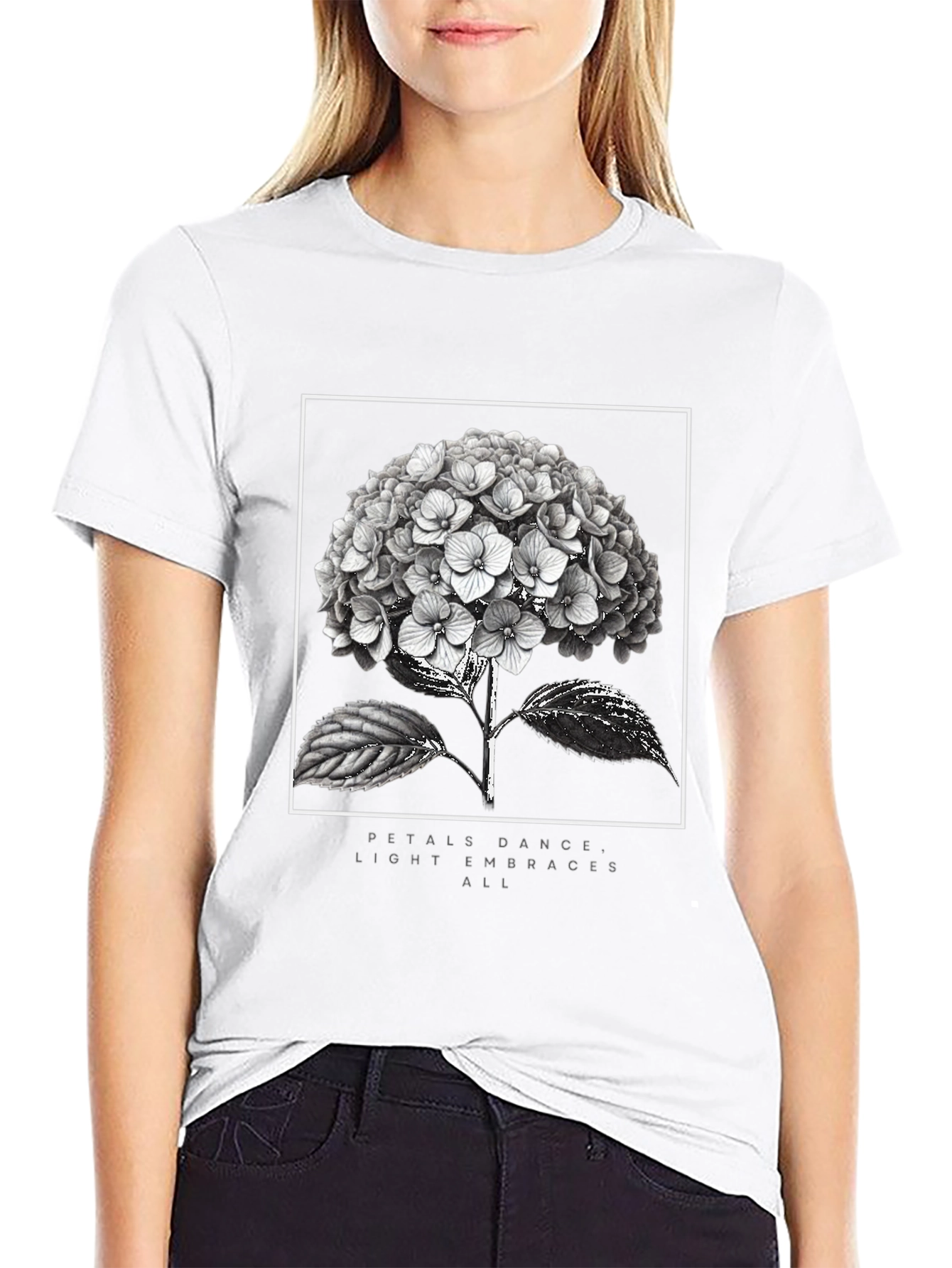 Floral Graphic Tee - Petals Dance Design