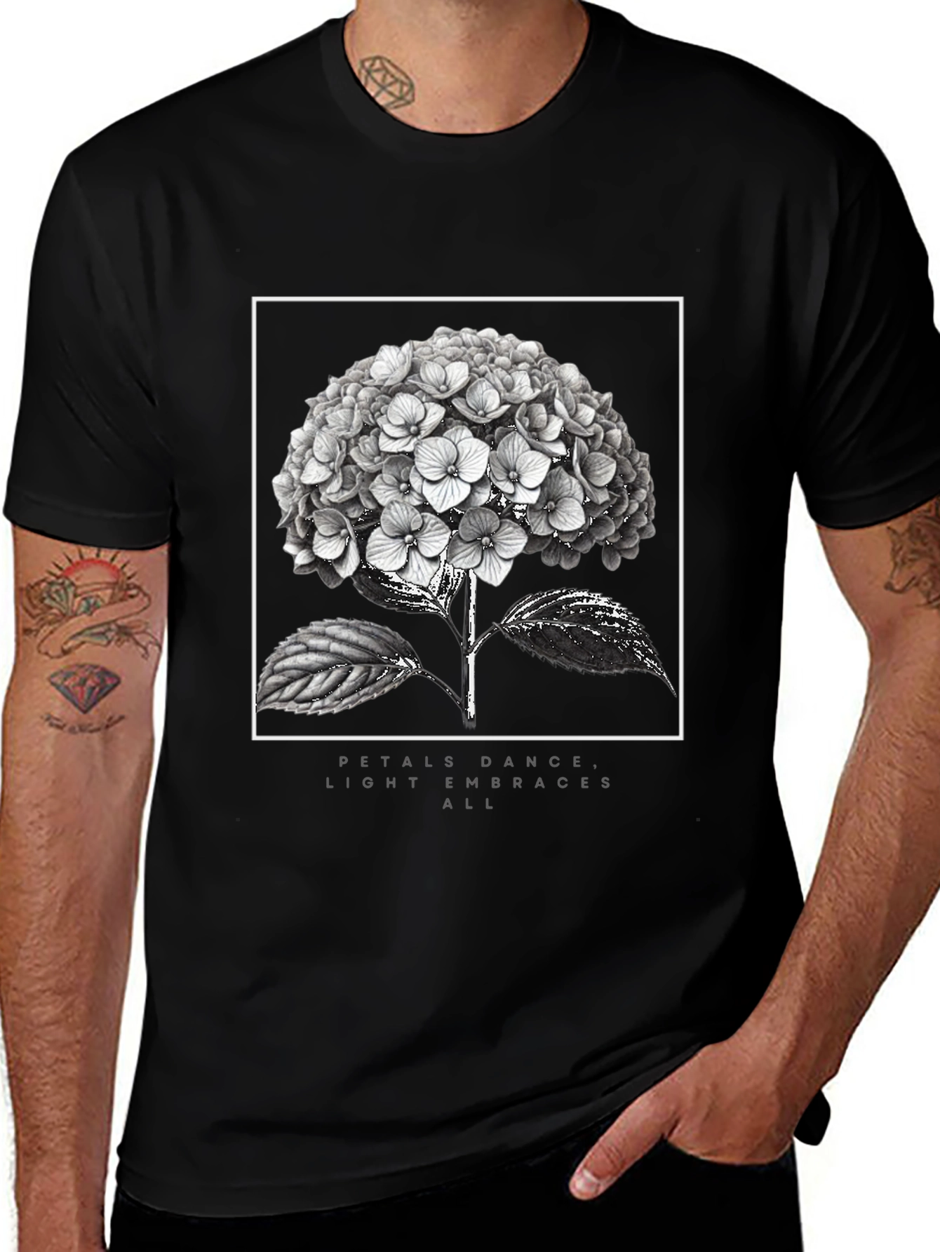 Floral Graphic Tee - Petals Dance Design
