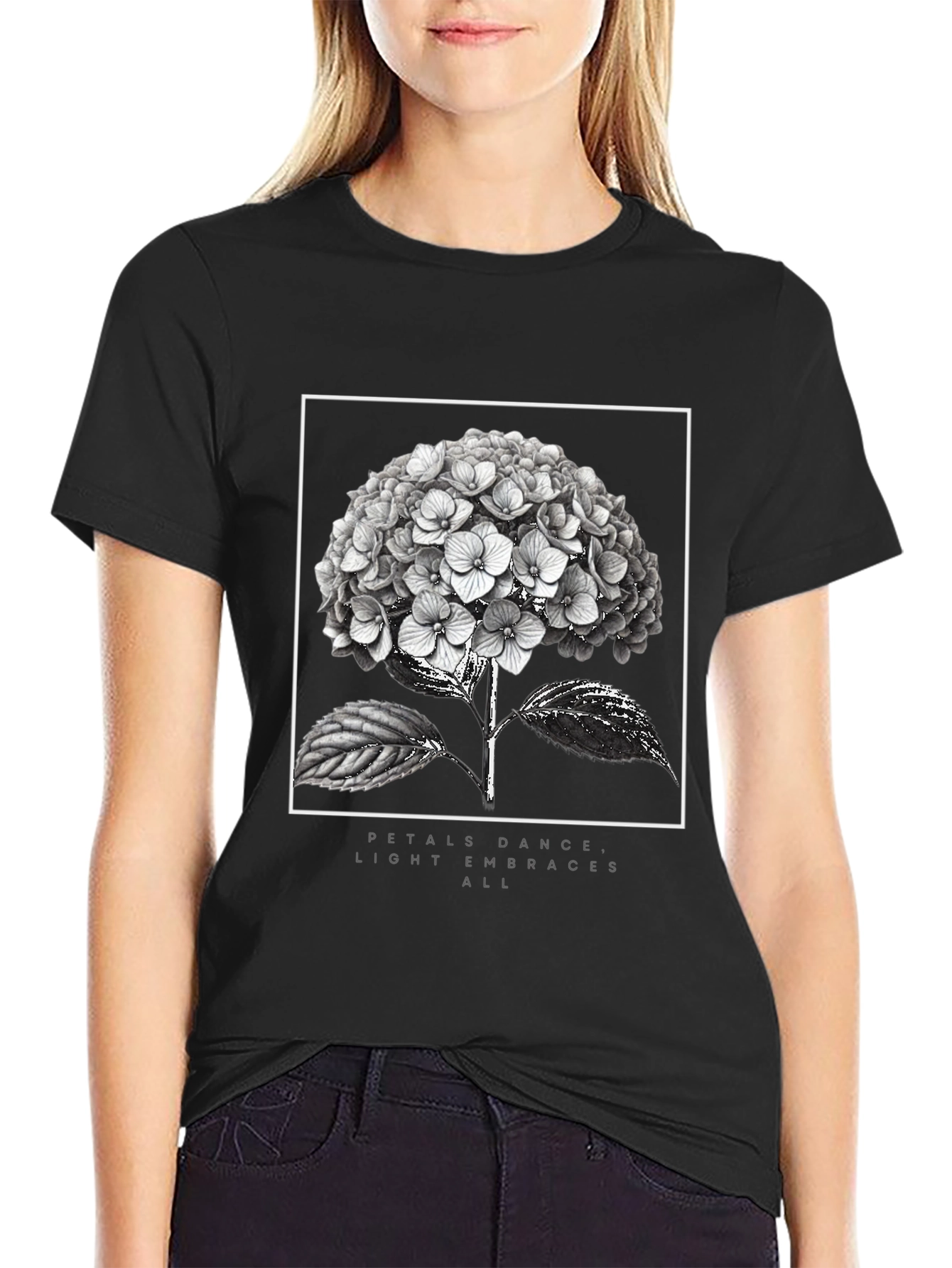 Floral Graphic Tee - Petals Dance Design