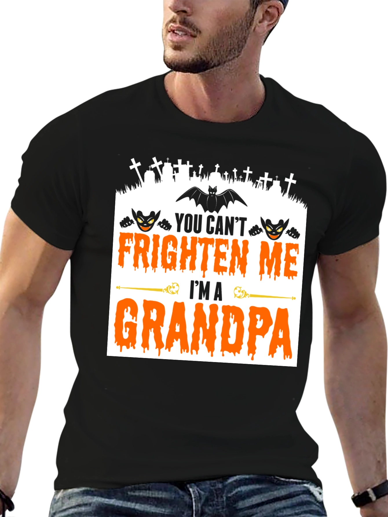 Grandpa Halloween T-Shirt - You Cant Frighten Me