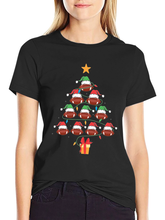 Festive Football Christmas Tree T-Shirt