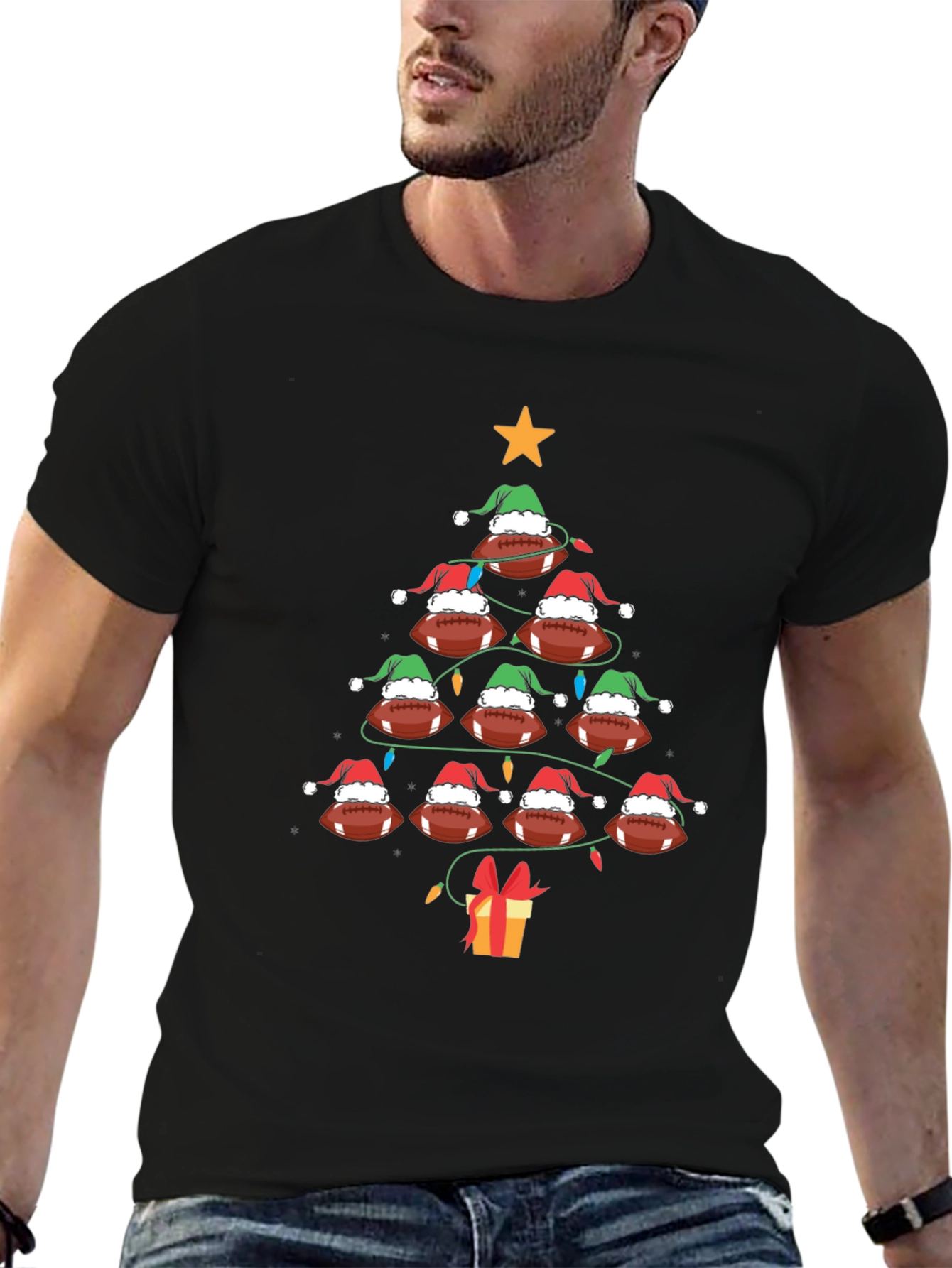 Festive Football Christmas Tree T-Shirt