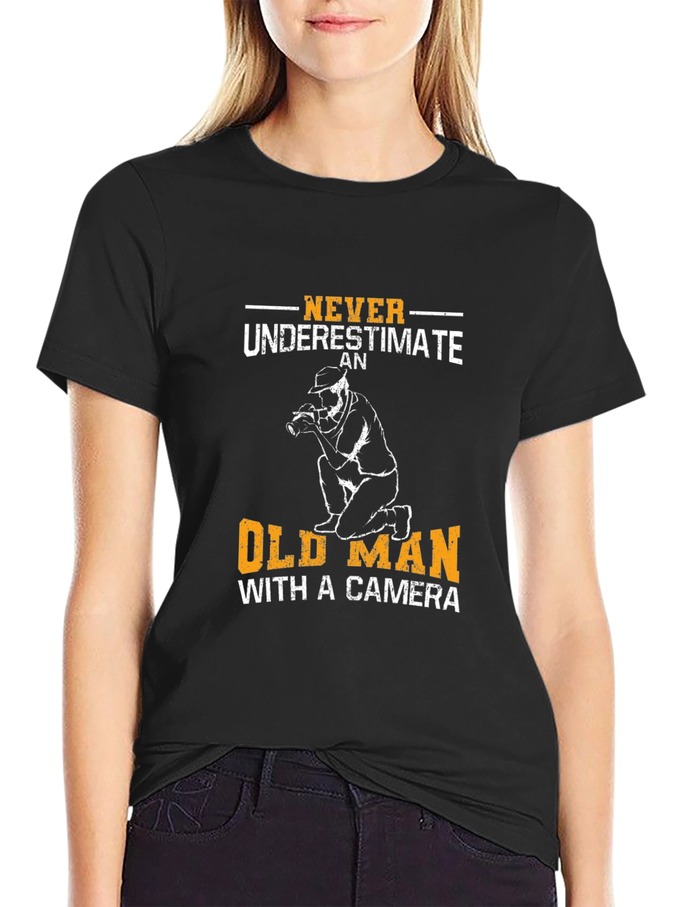 Old Man with Camera Graphic T-Shirt