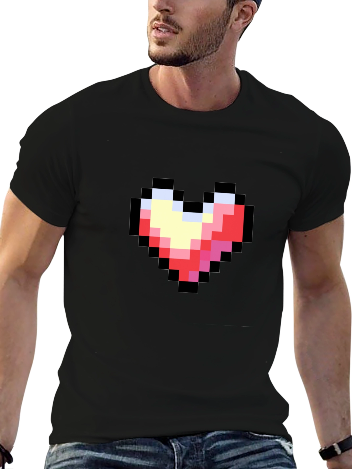 Pixel Heart Black T-Shirt - Retro Gaming Style