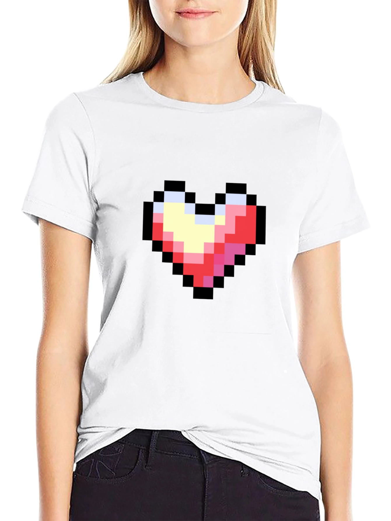 Pixel Heart Black T-Shirt - Retro Gaming Style