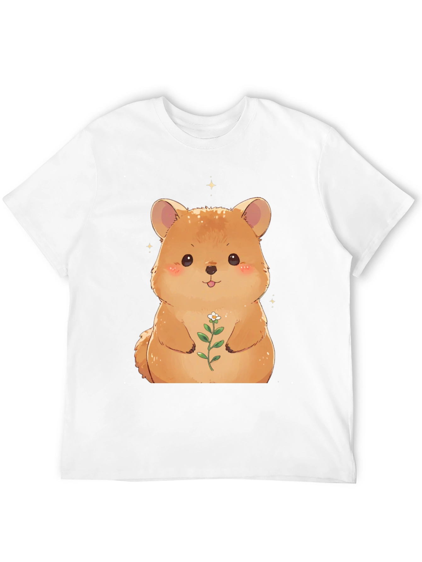 Cute Hamster Flower T-Shirt - Black