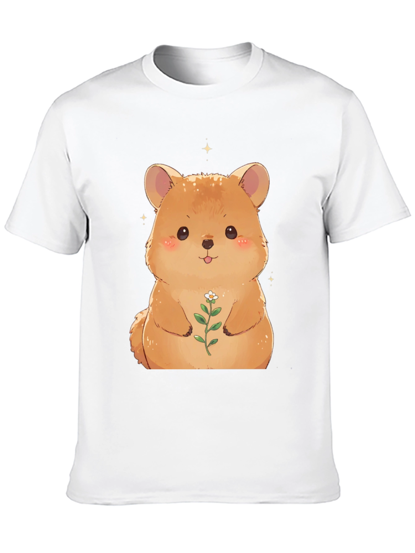 Cute Hamster Flower T-Shirt - Black