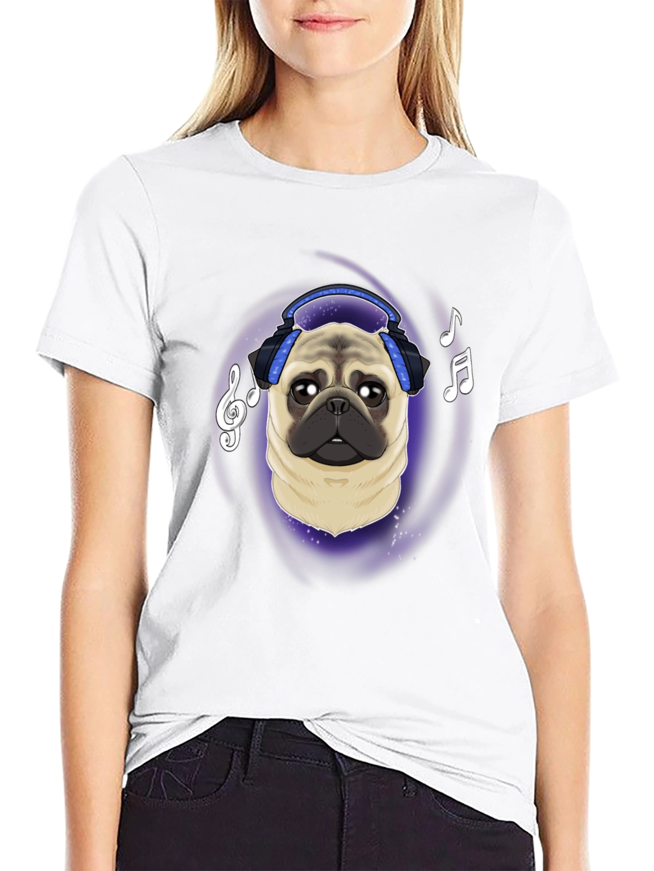 Pug DJ Black T-Shirt Music Lover Tee