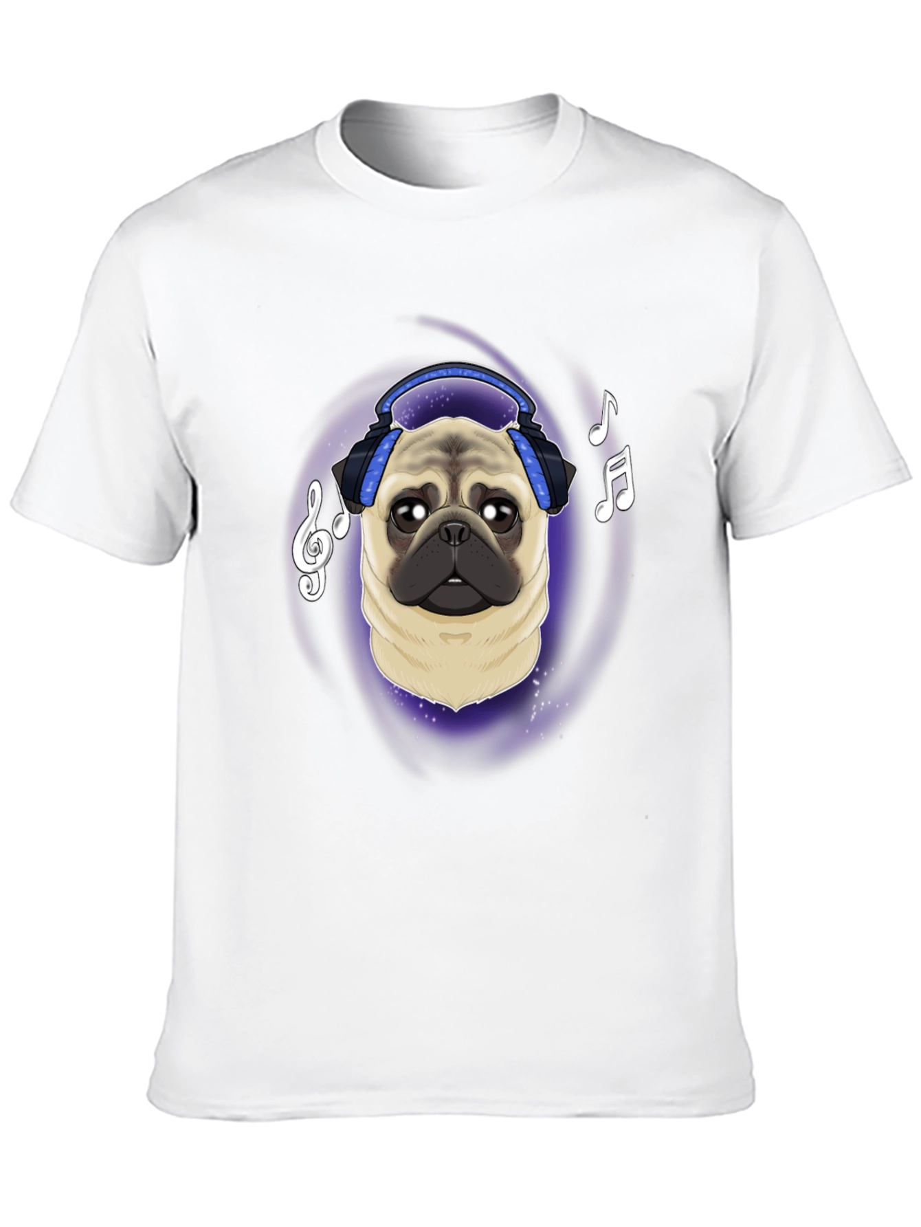 Pug DJ Black T-Shirt Music Lover Tee