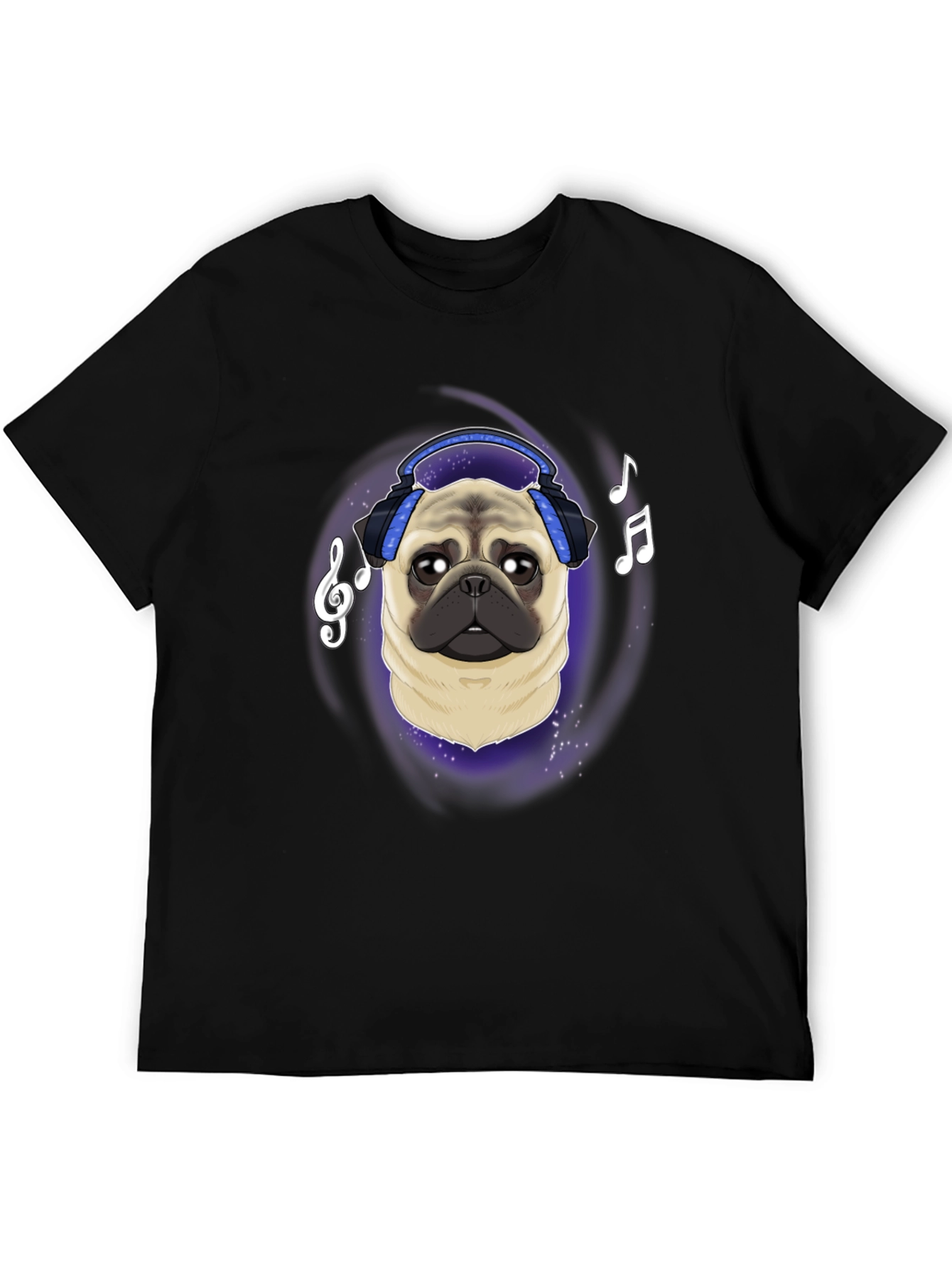 Pug DJ Black T-Shirt Music Lover Tee