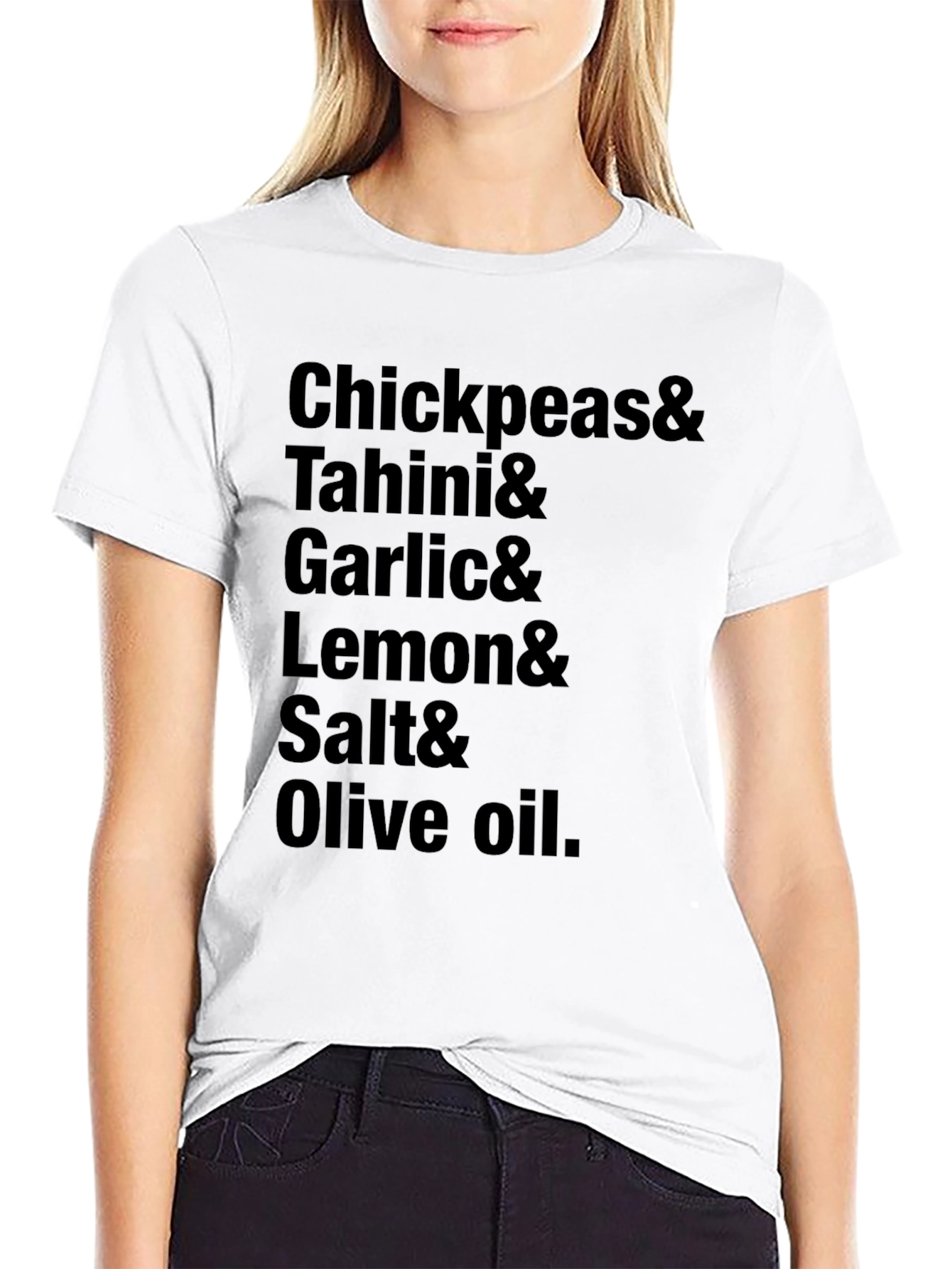 Hummus Recipe Ingredients Black T-Shirt