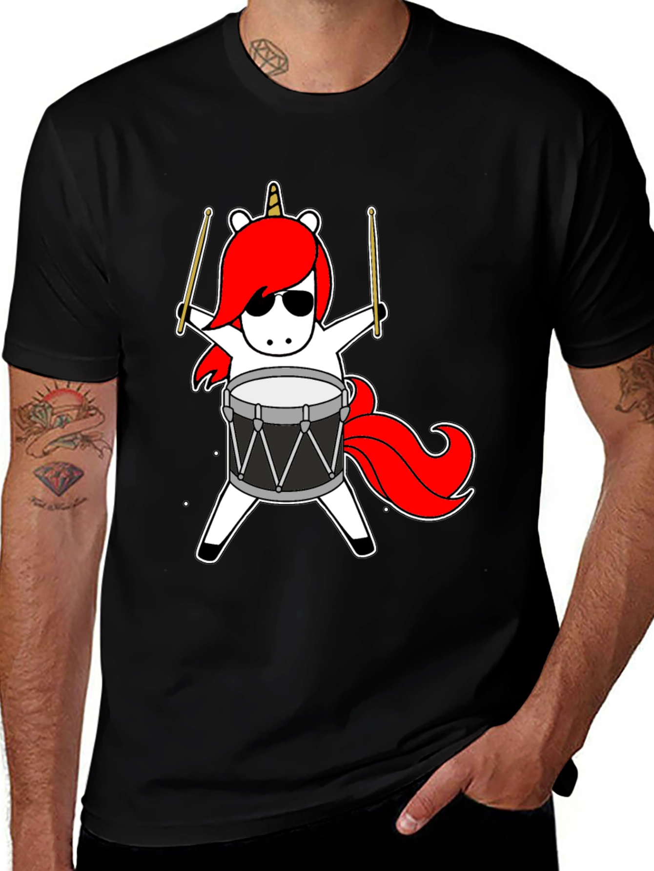 Unicorn Drummer T-Shirt - Rock On!