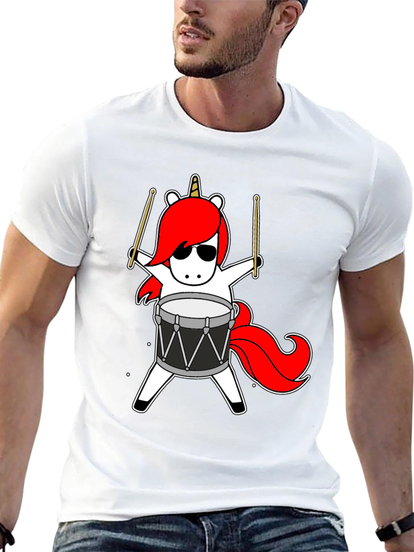 Unicorn Drummer T-Shirt - Rock On!