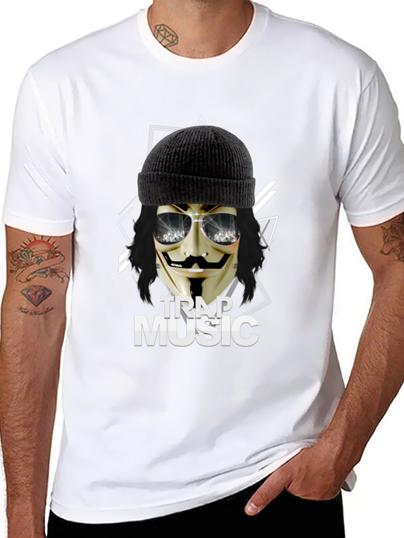 Trap Music Black Graphic Tee for Men