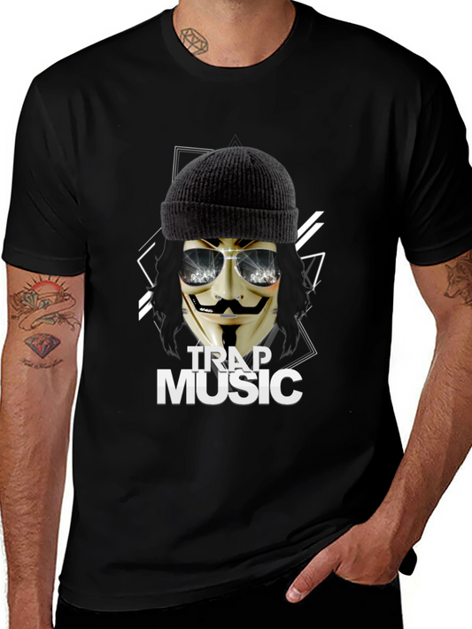 Trap Music Black Graphic Tee for Men