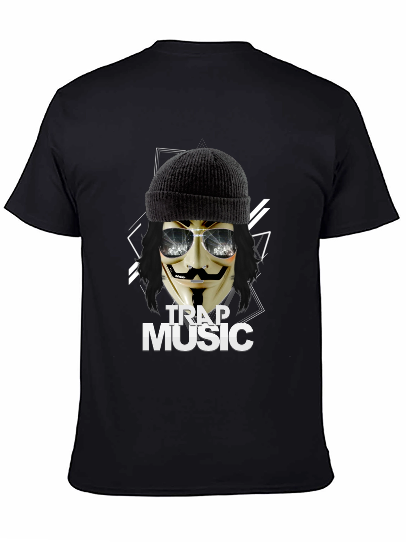 Trap Music Black Graphic Tee for Men