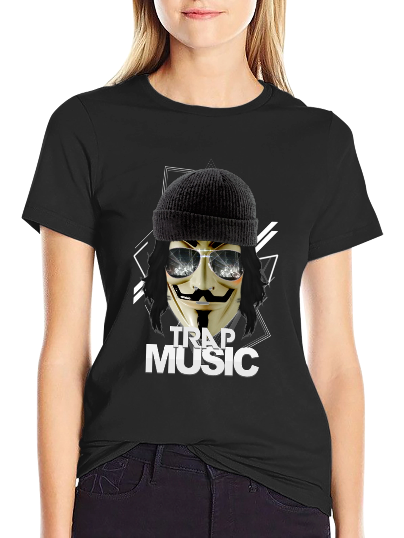 Trap Music Black Graphic Tee for Men