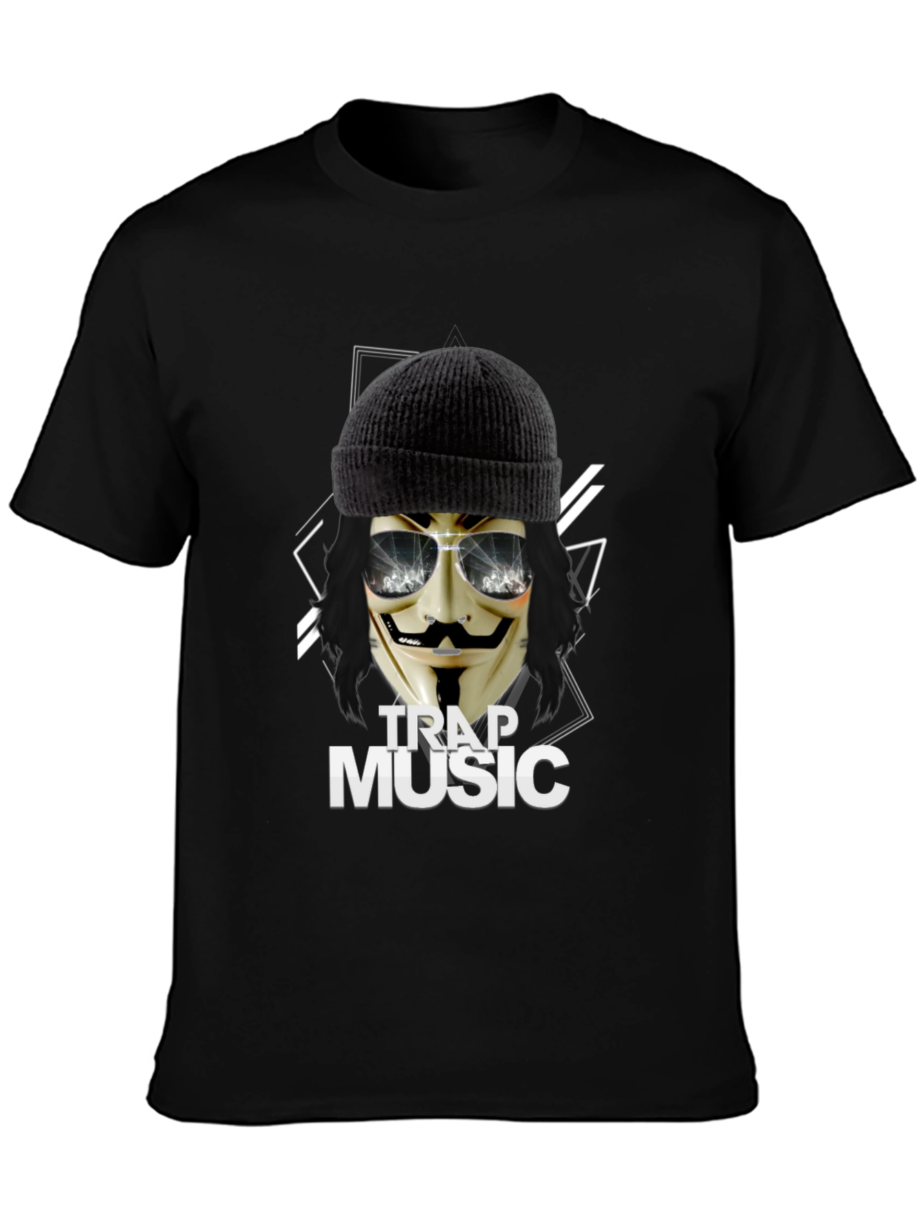 Trap Music Black Graphic Tee for Men