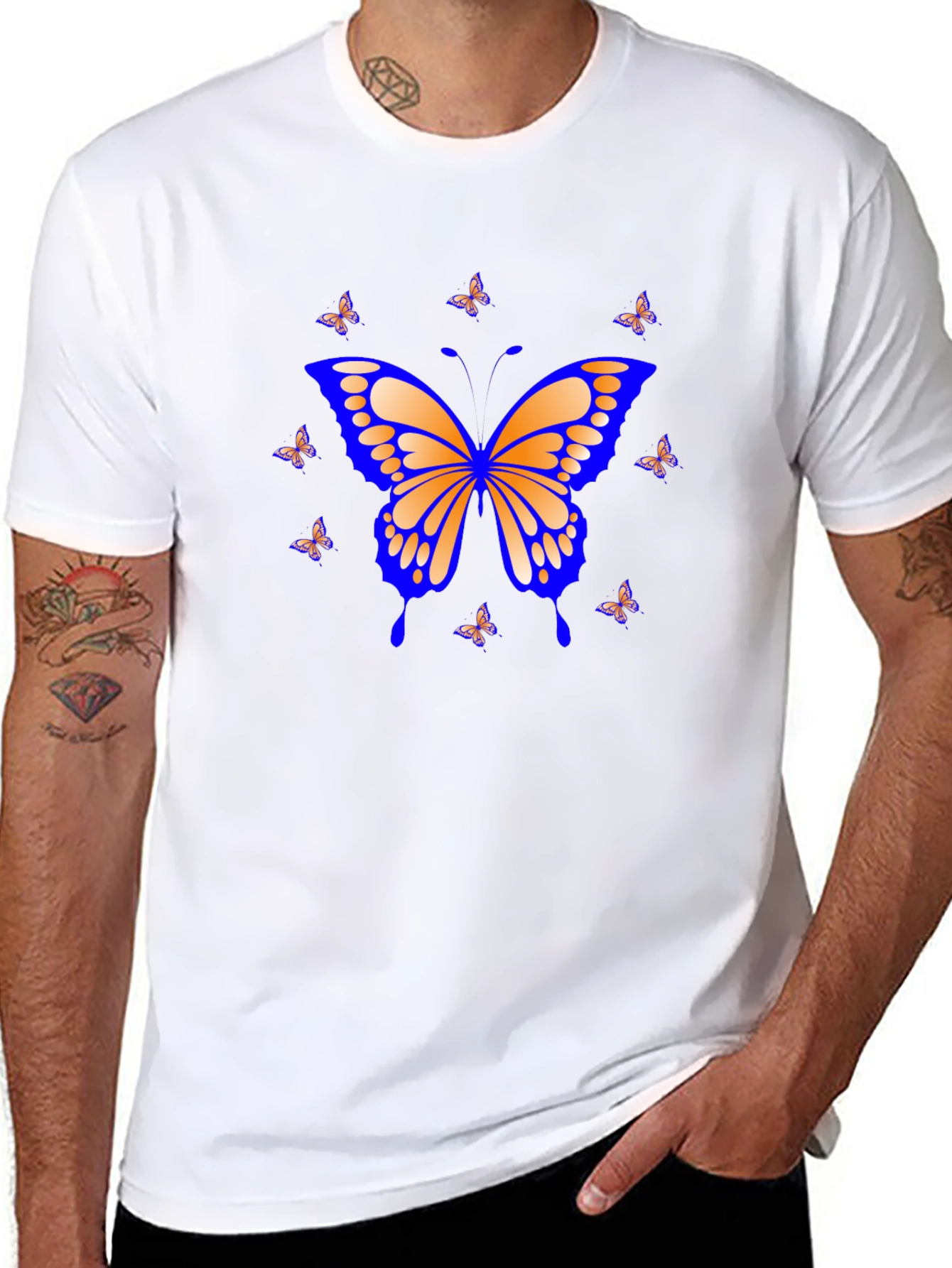 Butterfly Graphic Print Black T-Shirt