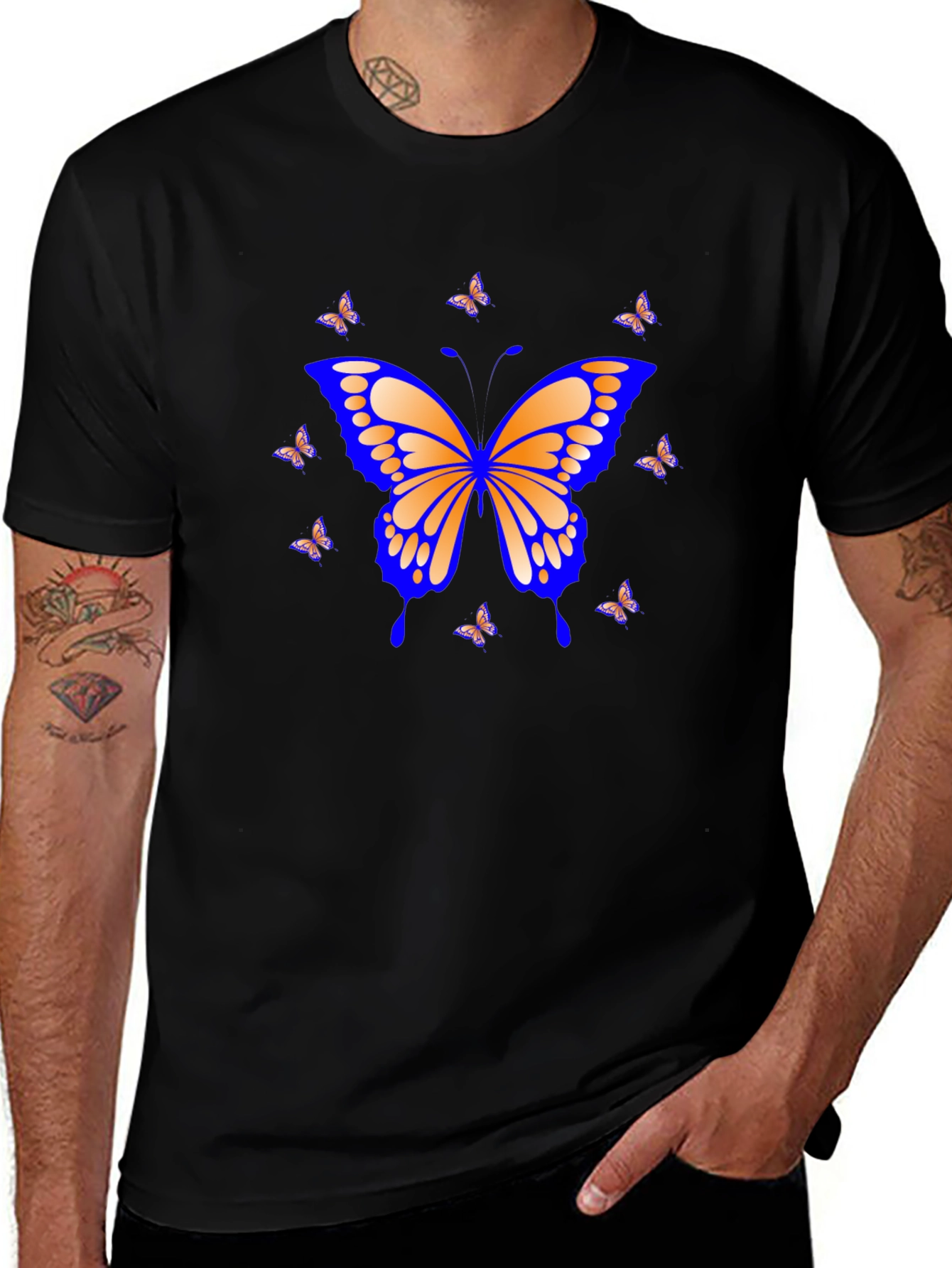 Butterfly Graphic Print Black T-Shirt