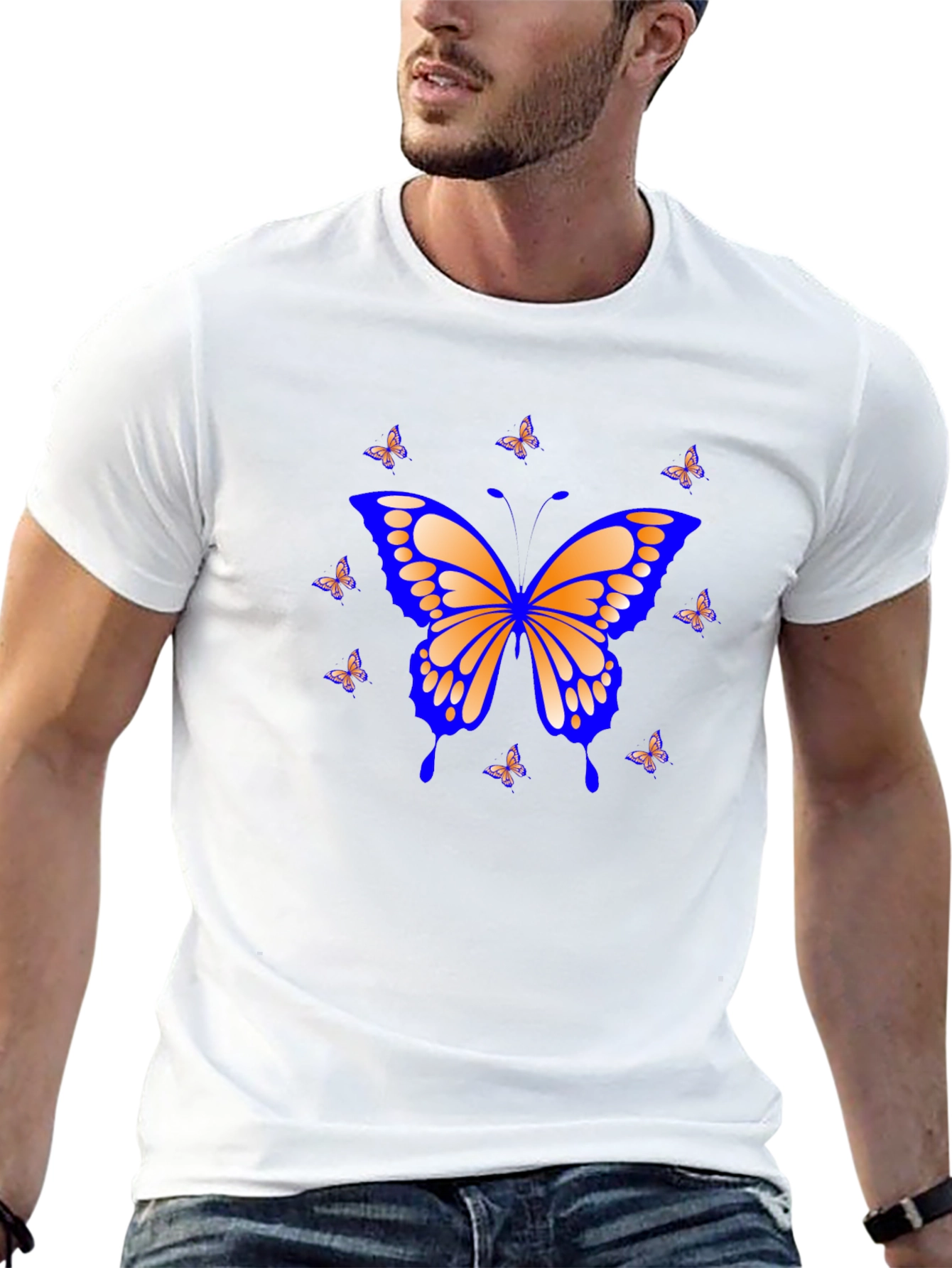 Butterfly Graphic Print Black T-Shirt