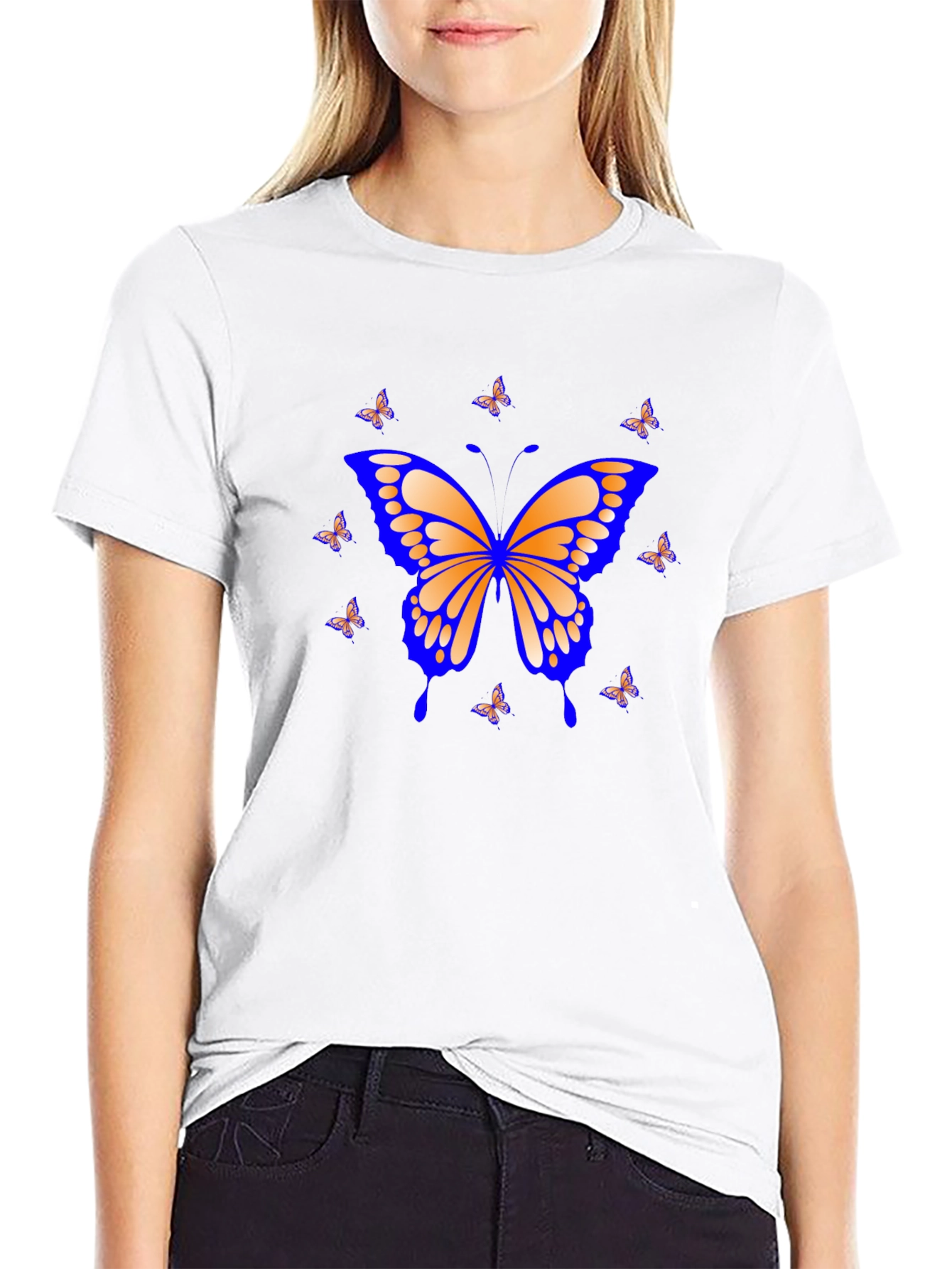 Butterfly Graphic Print Black T-Shirt