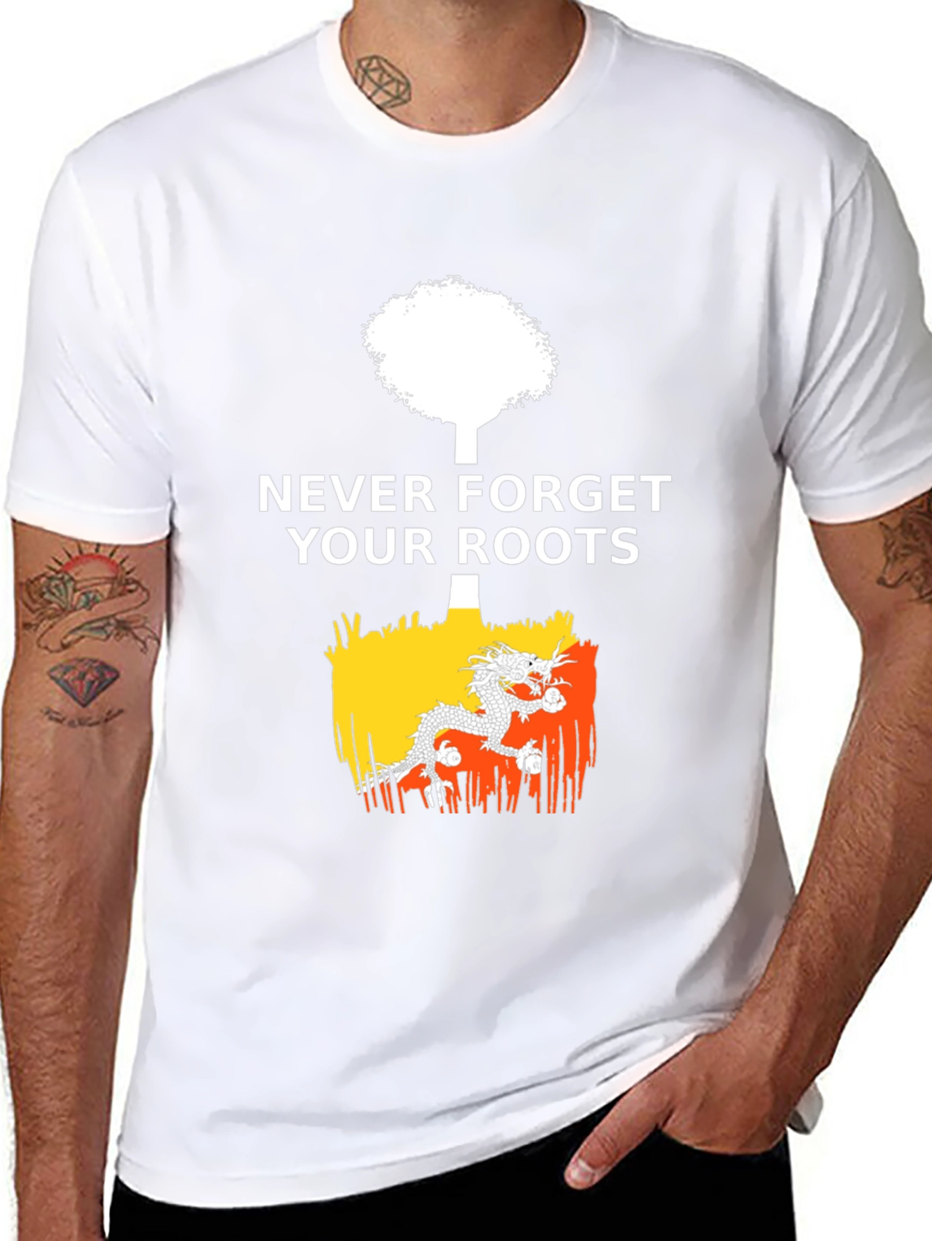 Never Forget Roots Bhutan Flag T-Shirt