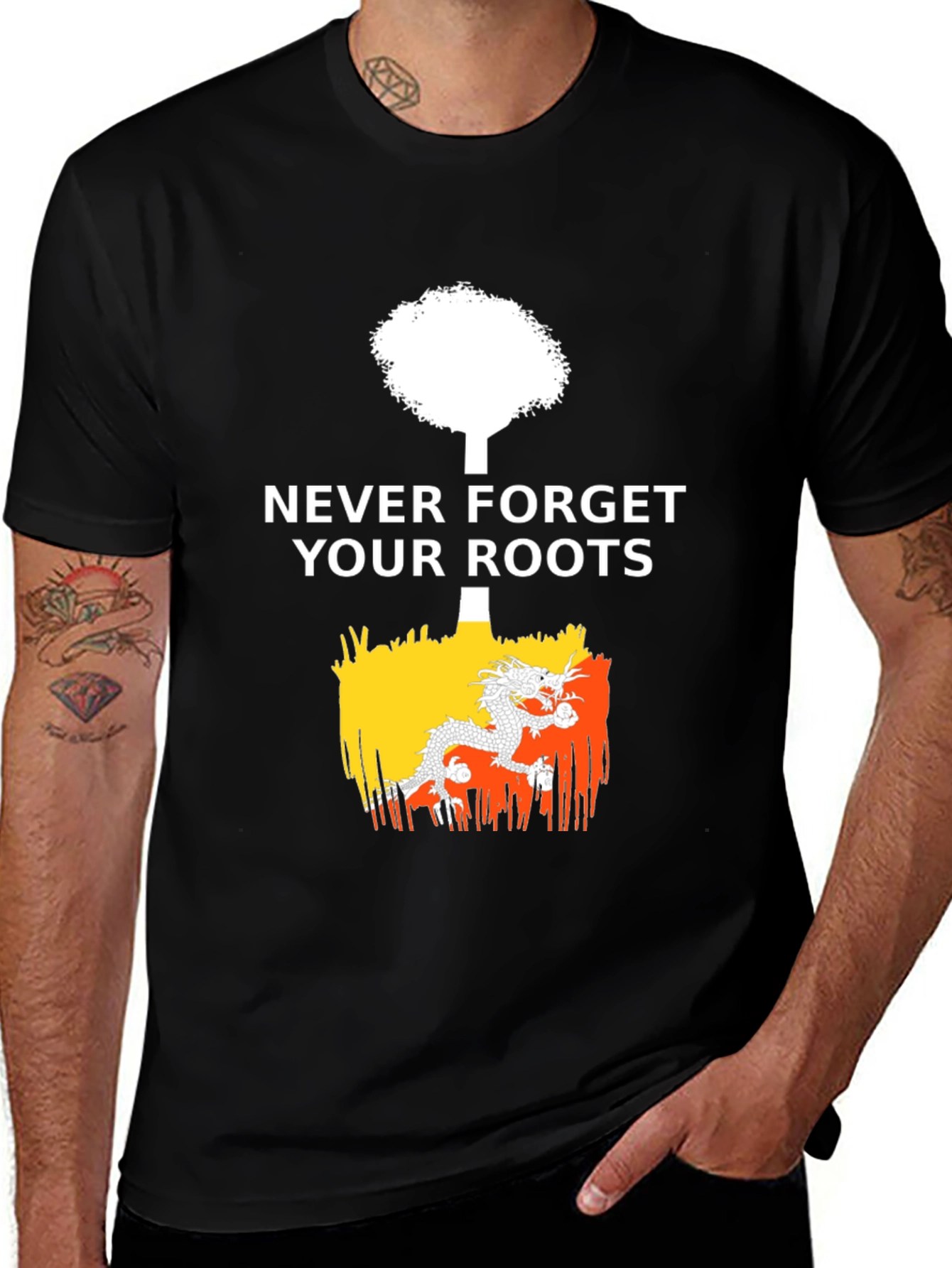 Never Forget Roots Bhutan Flag T-Shirt