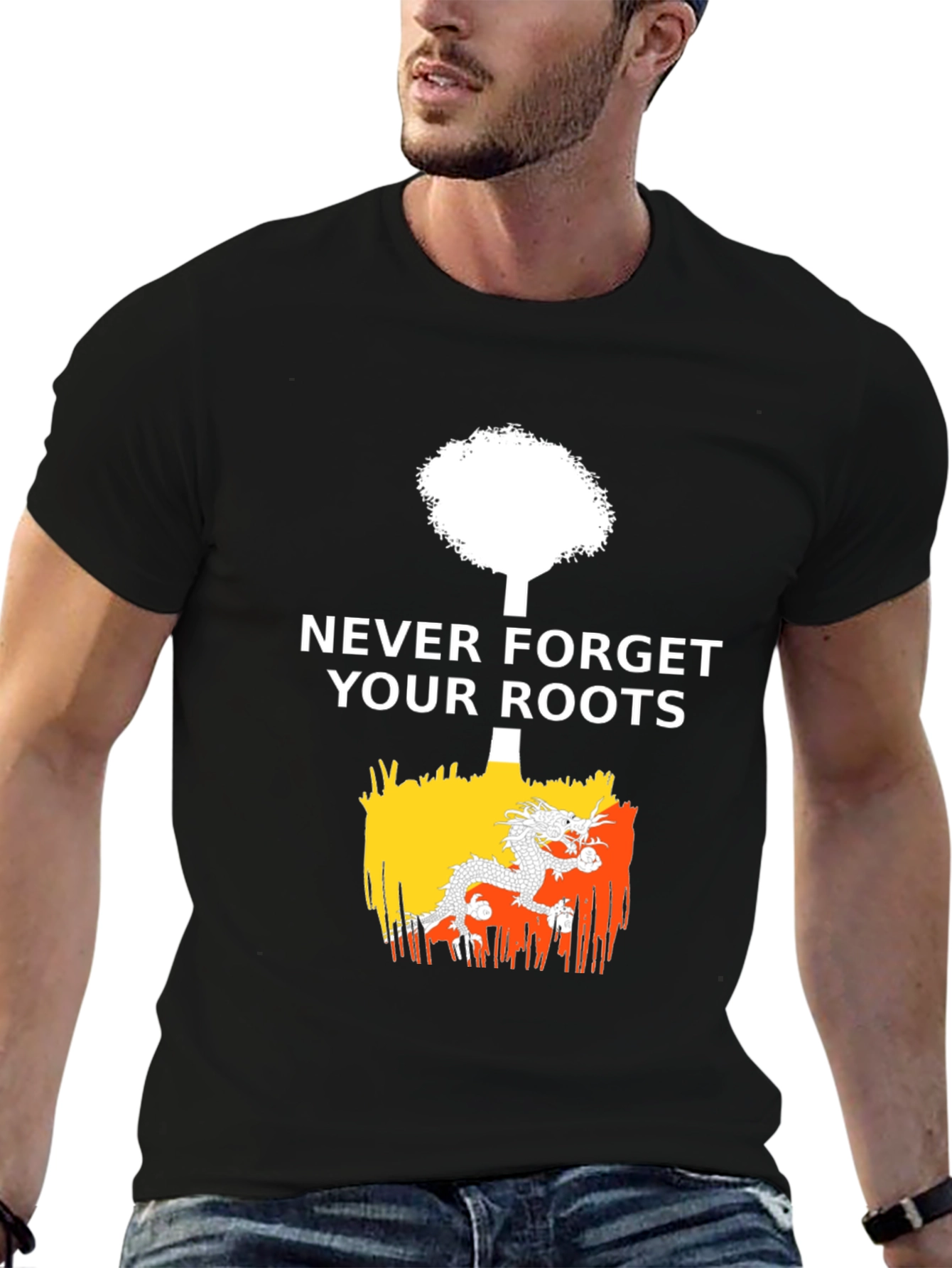 Never Forget Roots Bhutan Flag T-Shirt