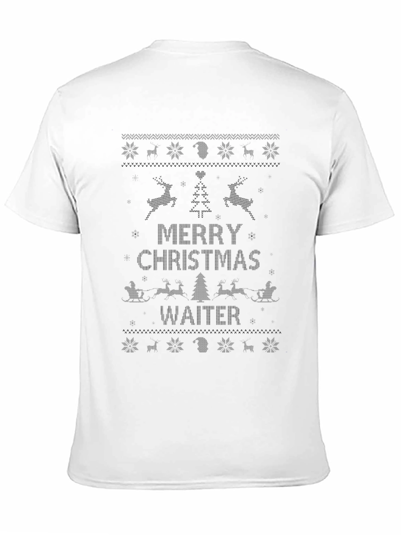 Merry Christmas Waiter Ugly Sweater Style T-Shirt