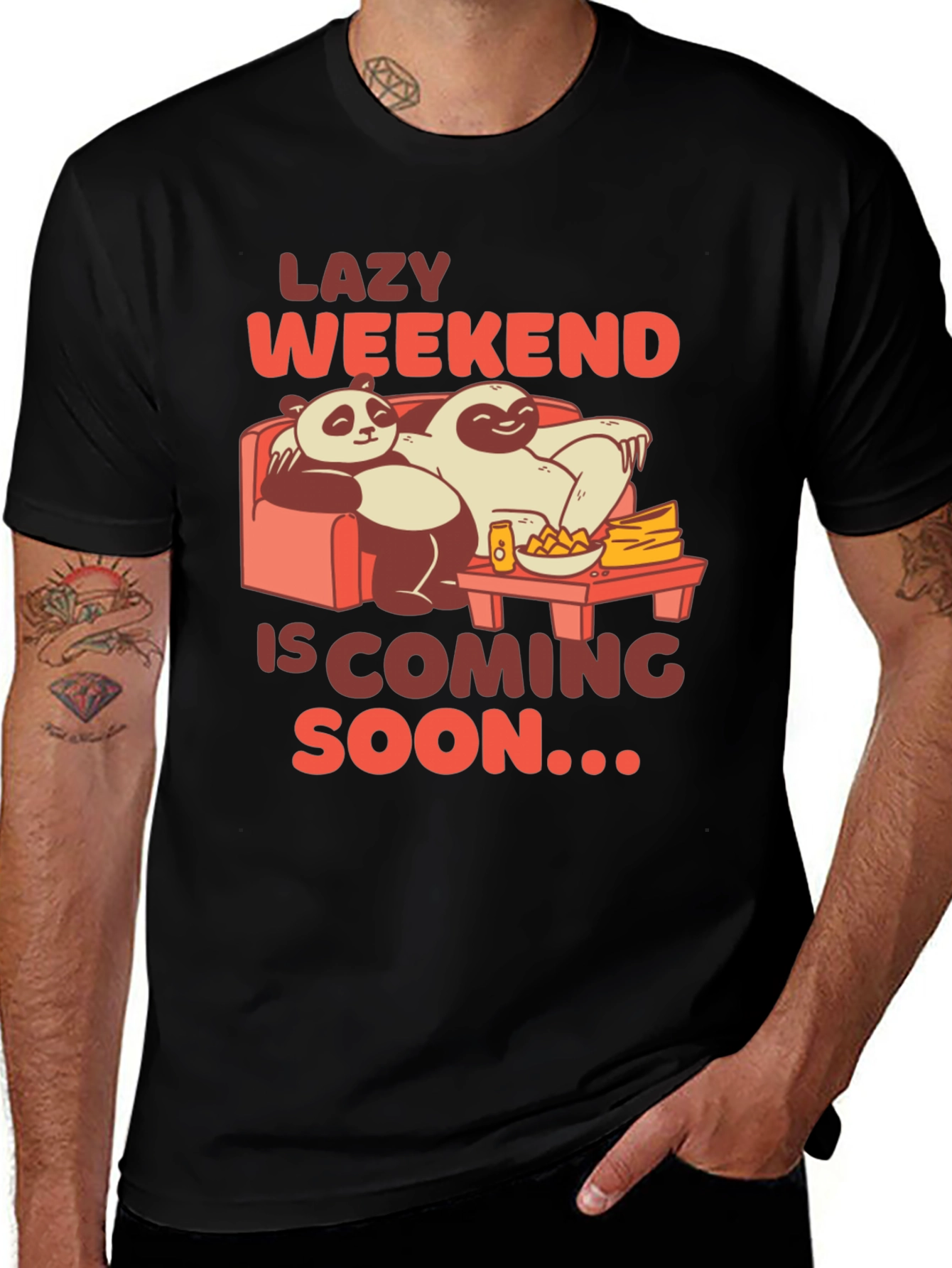 Lazy Weekend Panda & Sloth T-Shirt