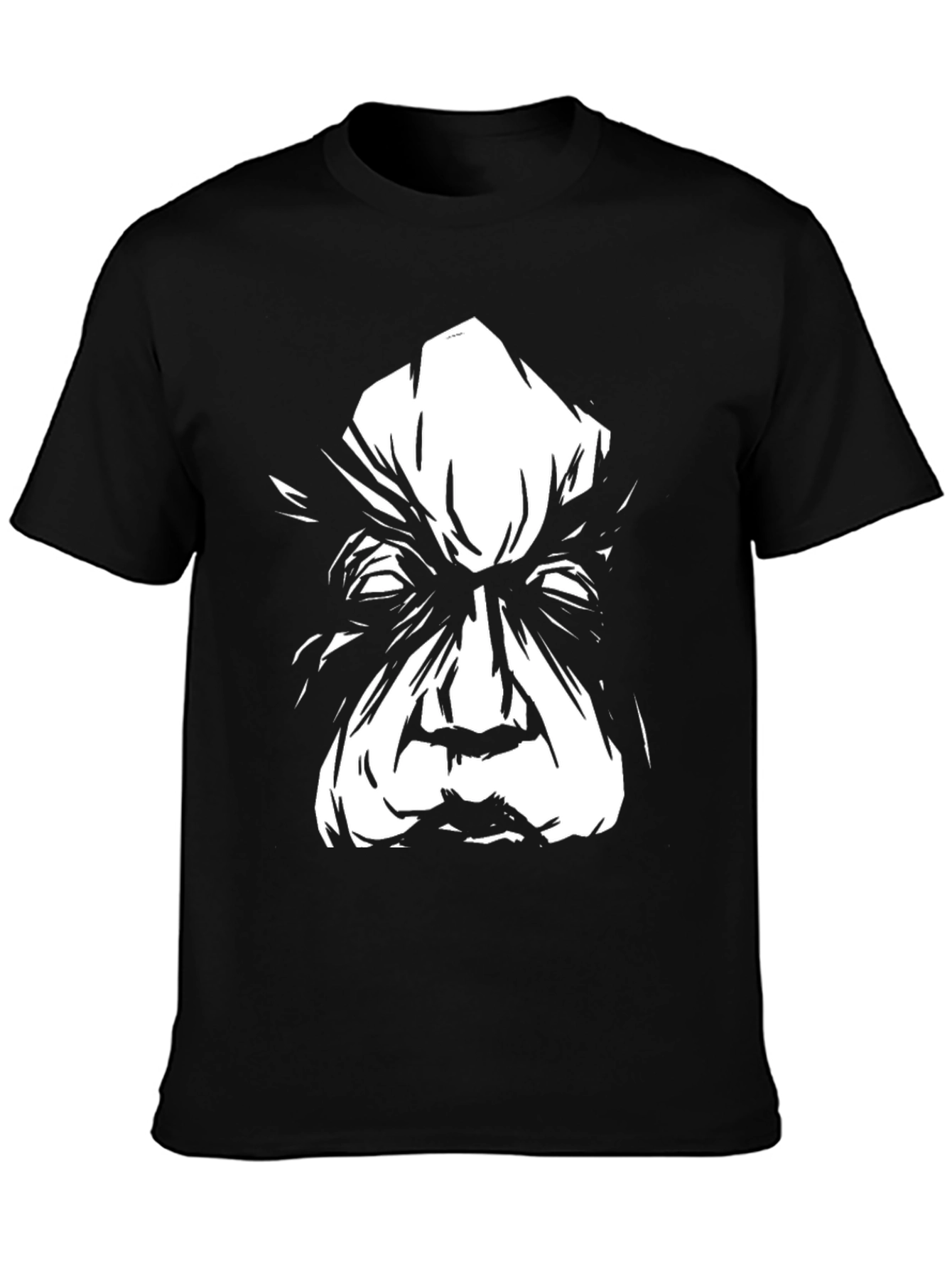 Eerie Black T-Shirt with Striking White Face Graphic