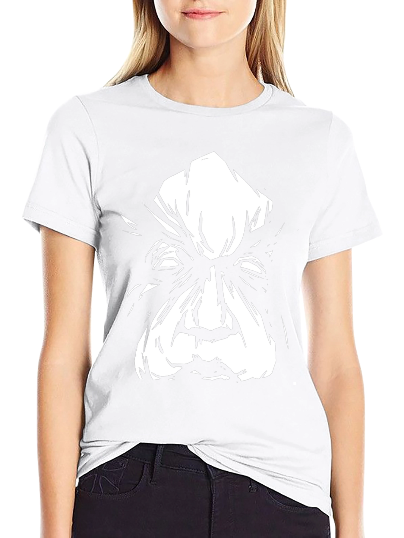 Eerie Black T-Shirt with Striking White Face Graphic