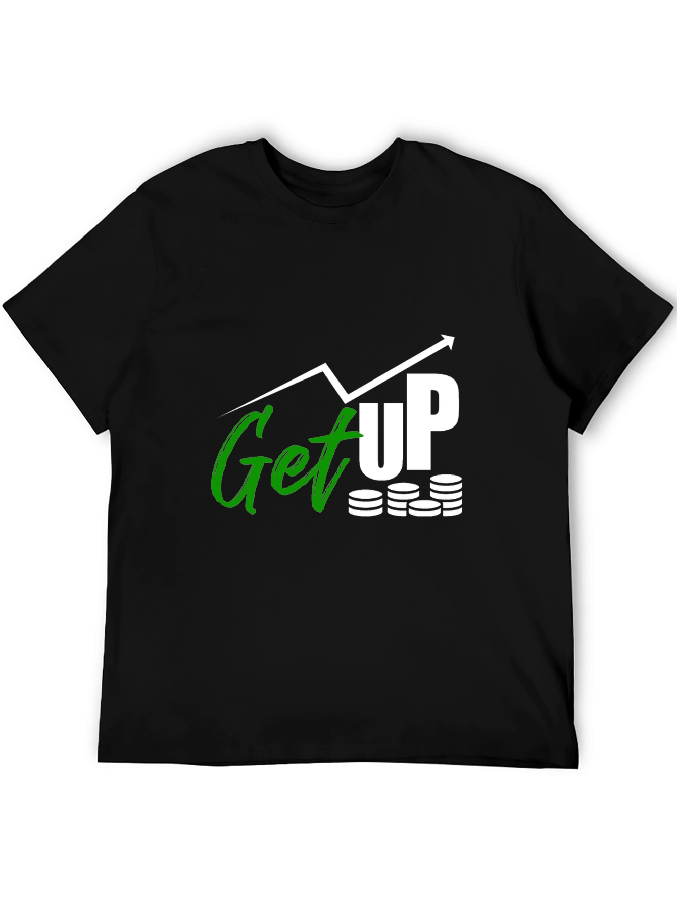 Get Up Graphic Tee - Black Cotton T-Shirt