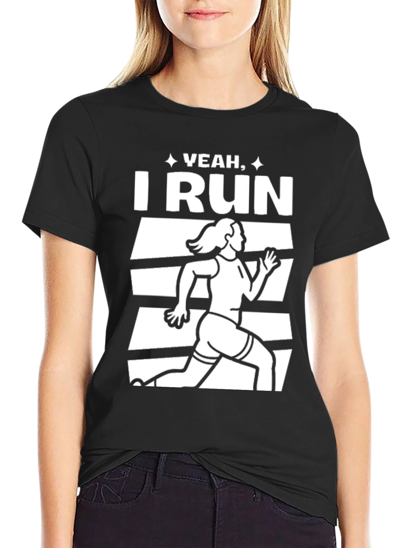 Yeah I Run Black Graphic Tee