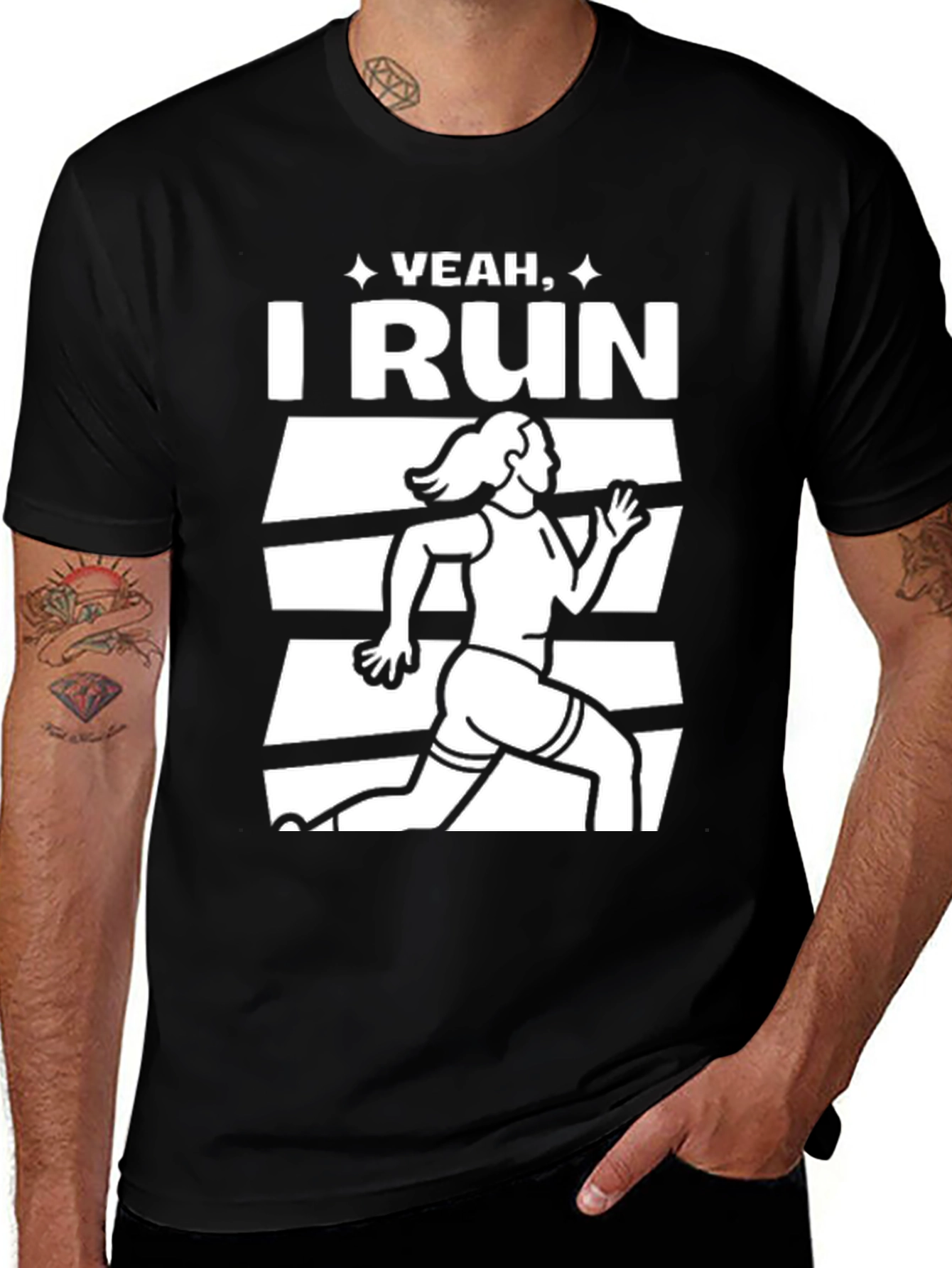 Yeah I Run Black Graphic Tee