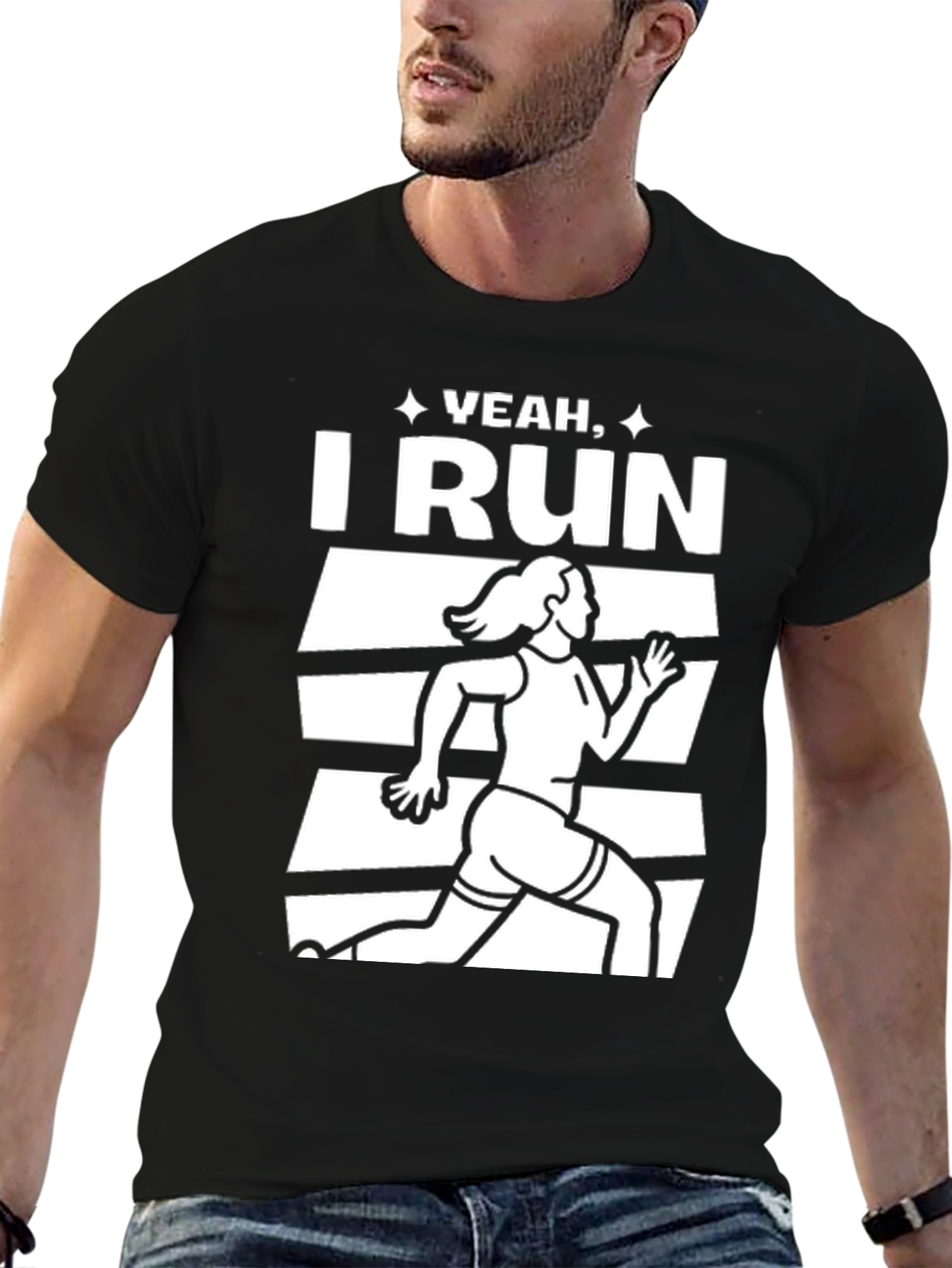 Yeah I Run Black Graphic Tee