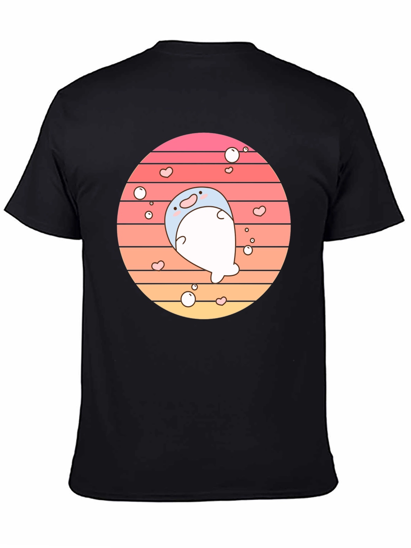 Cute Kawaii Seal Sunset Graphic T-Shirt