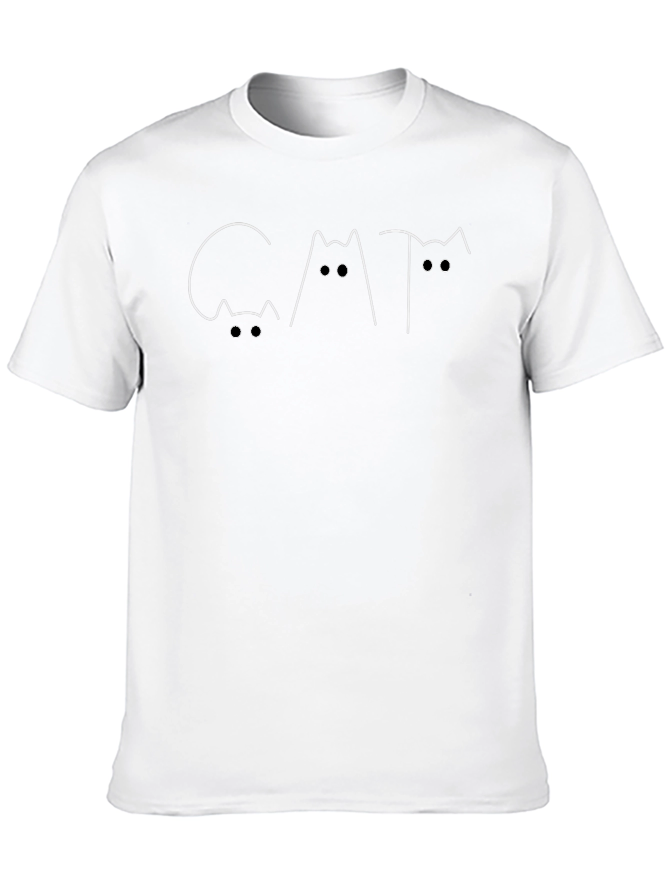 Cat Outline T-Shirt - Minimalist Design