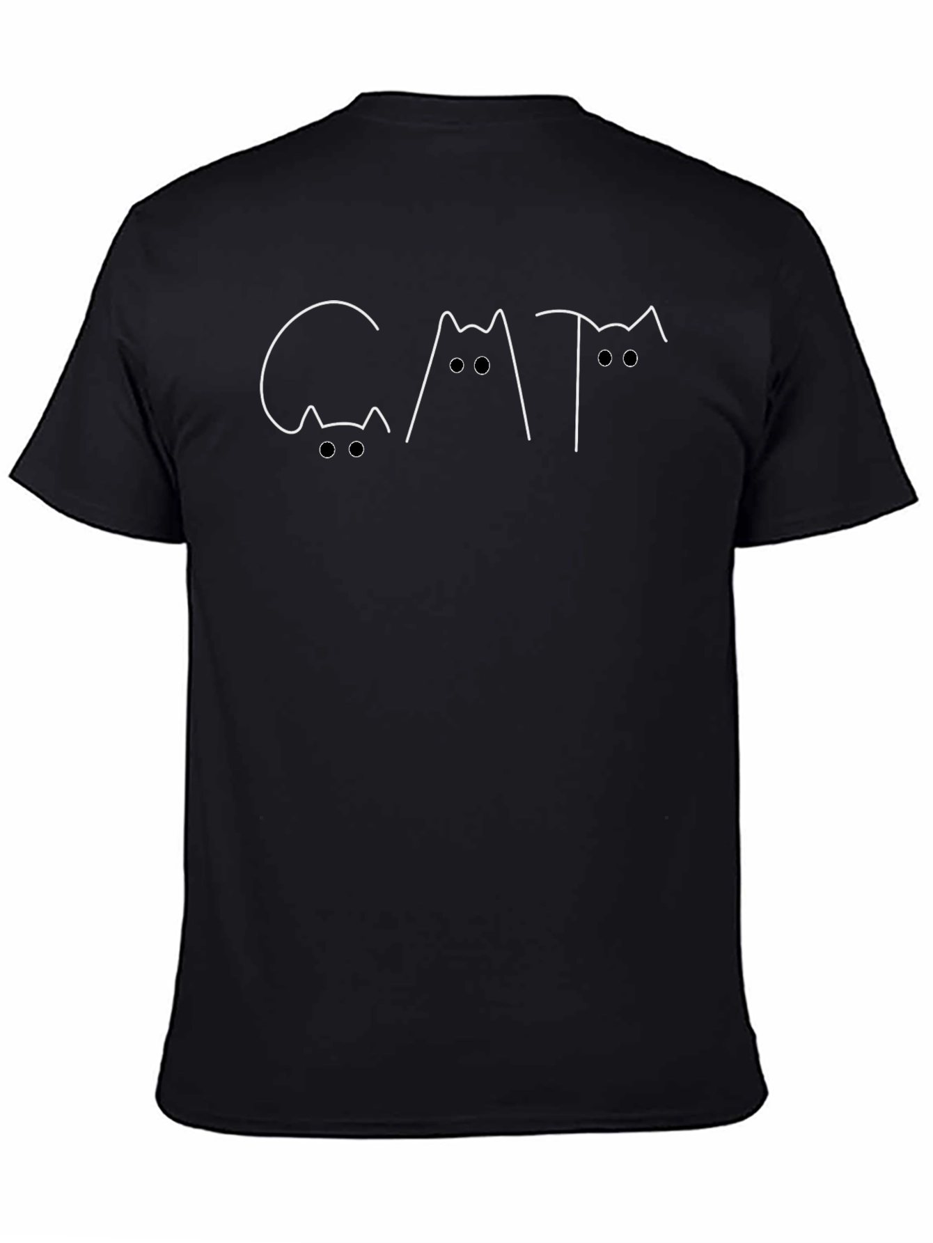 Cat Outline T-Shirt - Minimalist Design