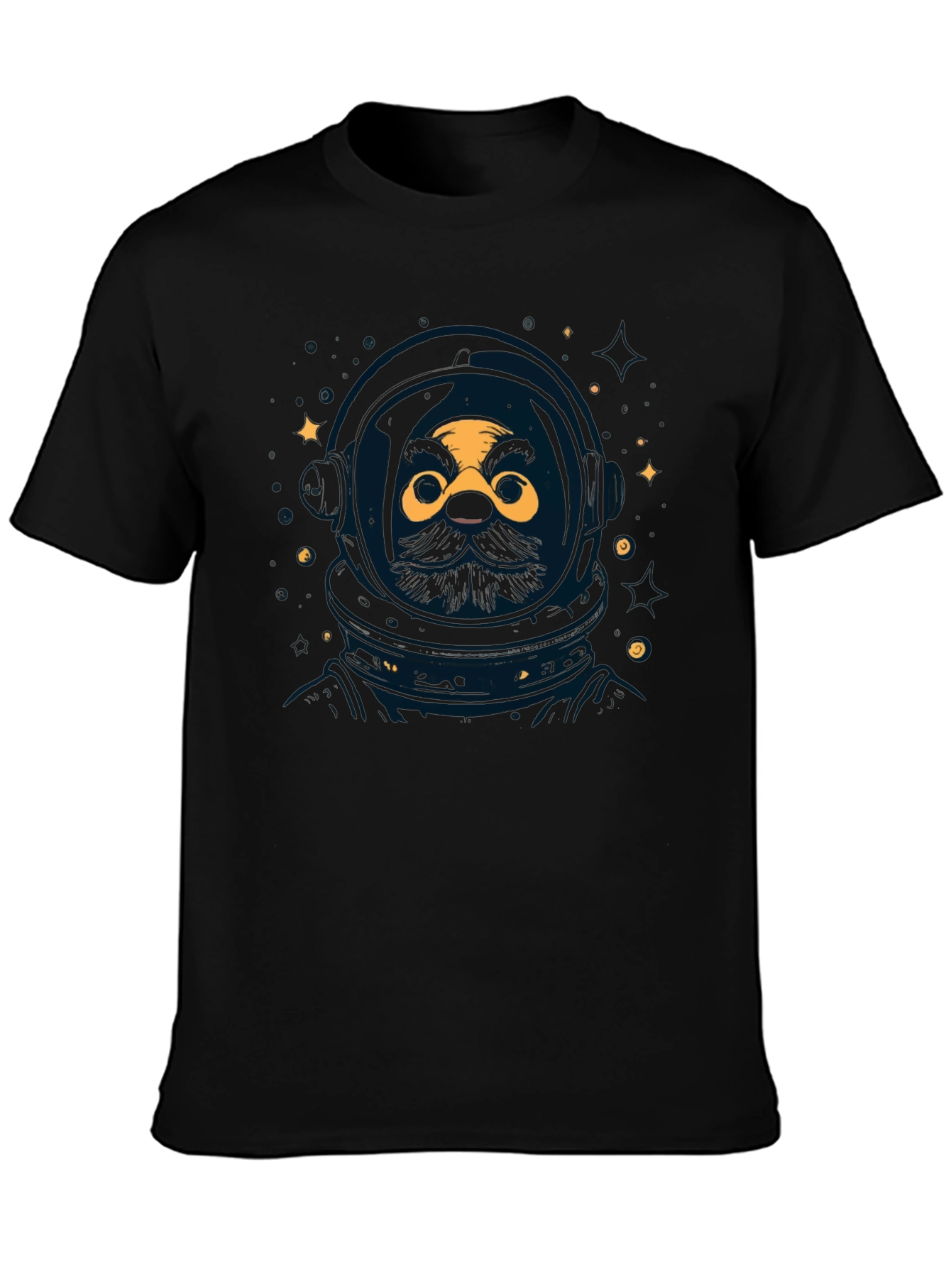 Astronaut Beard Graphic Tee - Black Unisex Shirt
