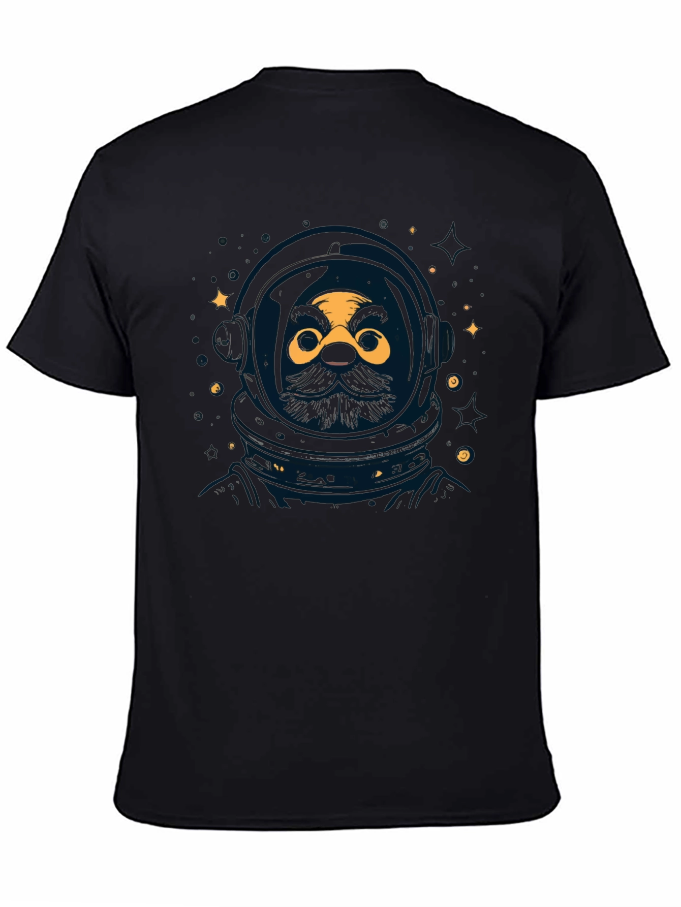 Astronaut Beard Graphic Tee - Black Unisex Shirt