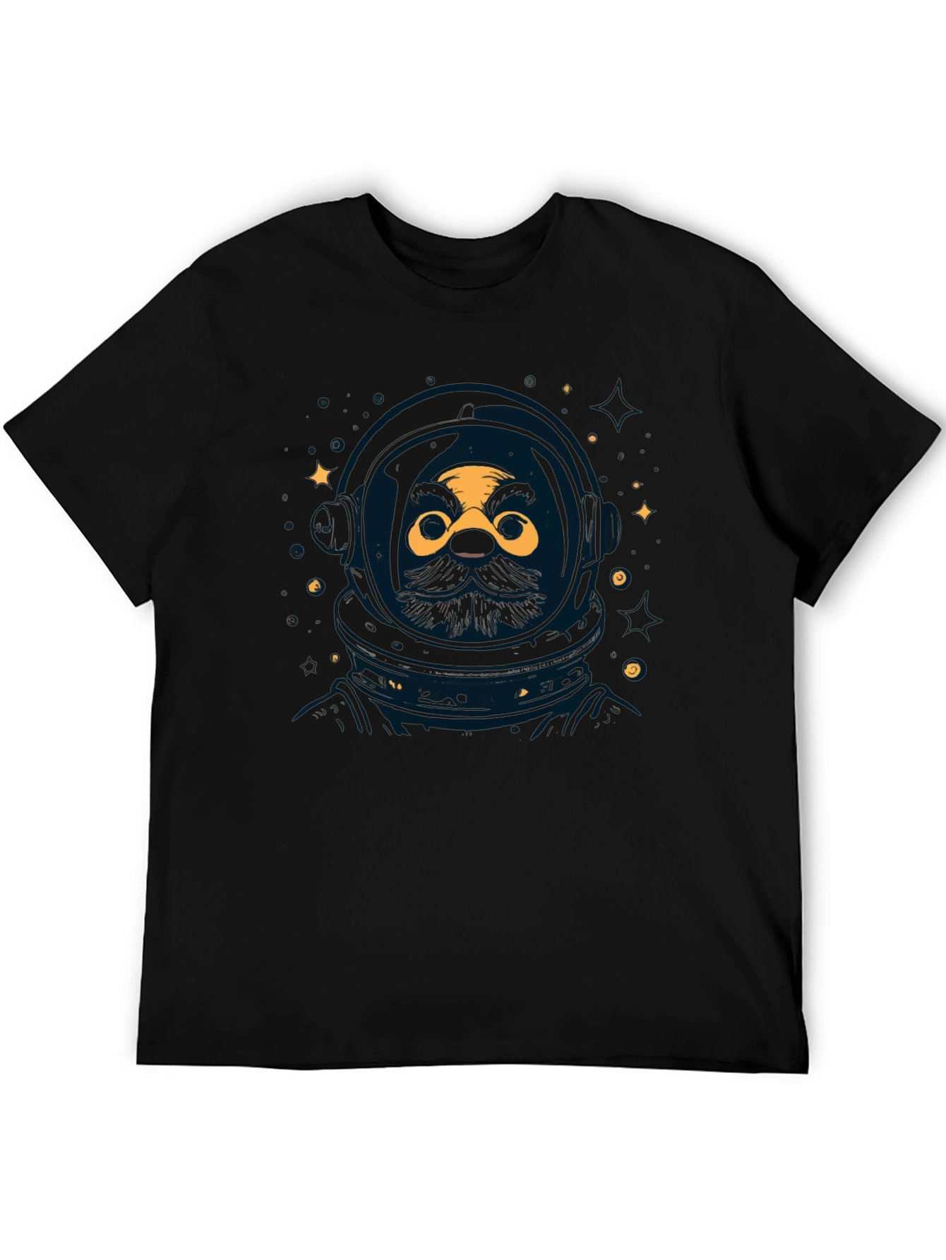 Astronaut Beard Graphic Tee - Black Unisex Shirt